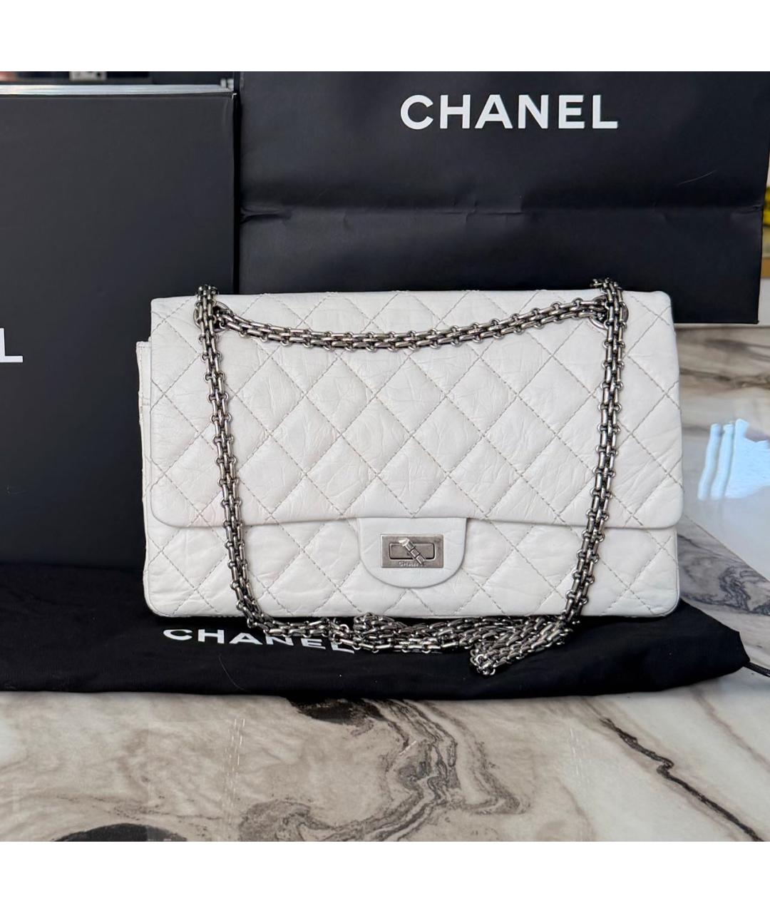 CHANEL Белая кожаная сумка через плечо, фото 3