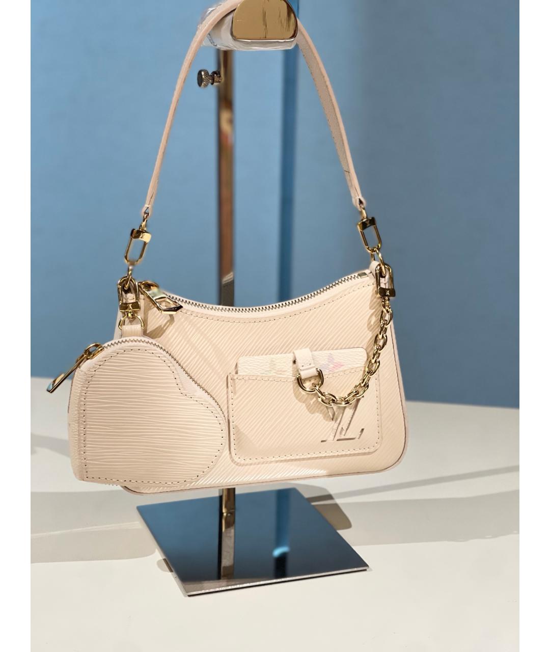 LOUIS VUITTON Белая кожаная сумка через плечо, фото 7