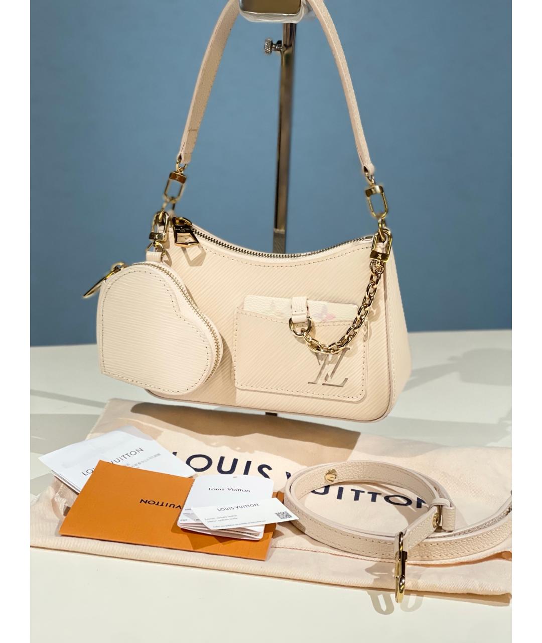 LOUIS VUITTON Белая кожаная сумка через плечо, фото 2