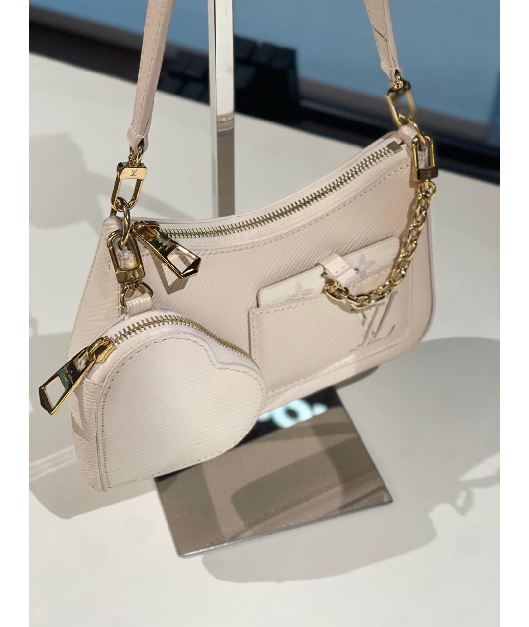 LOUIS VUITTON Белая кожаная сумка через плечо, фото 5