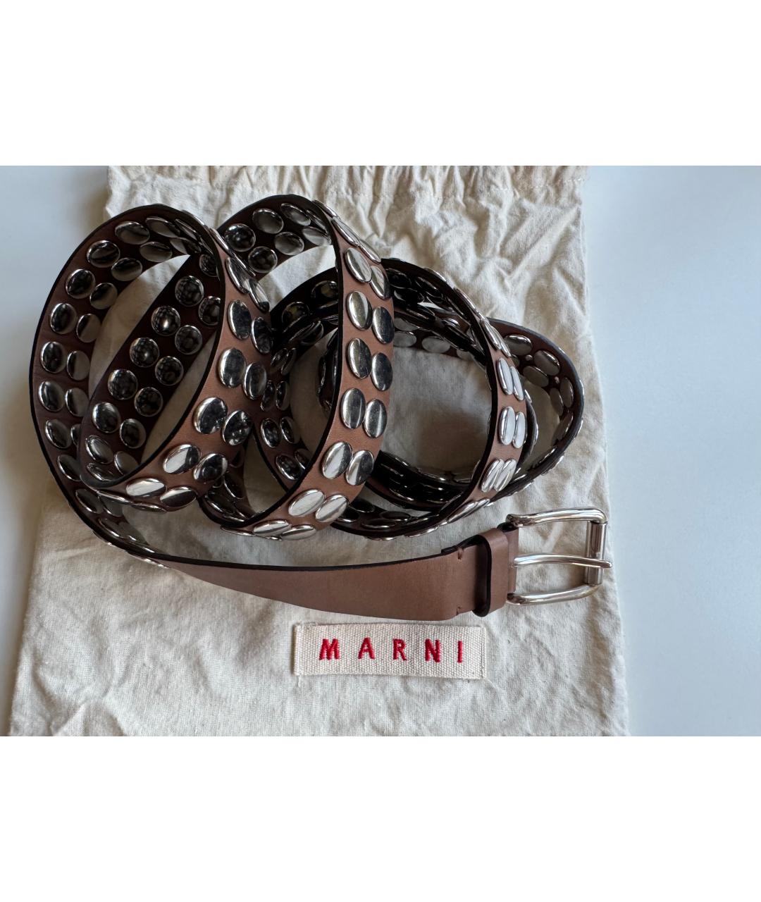 MARNI Коричневый кожаный ремень, фото 5