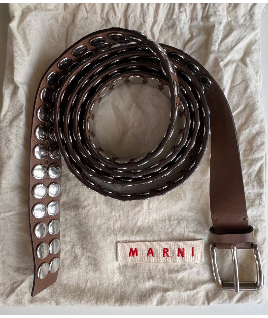 MARNI Коричневый кожаный ремень, фото 4