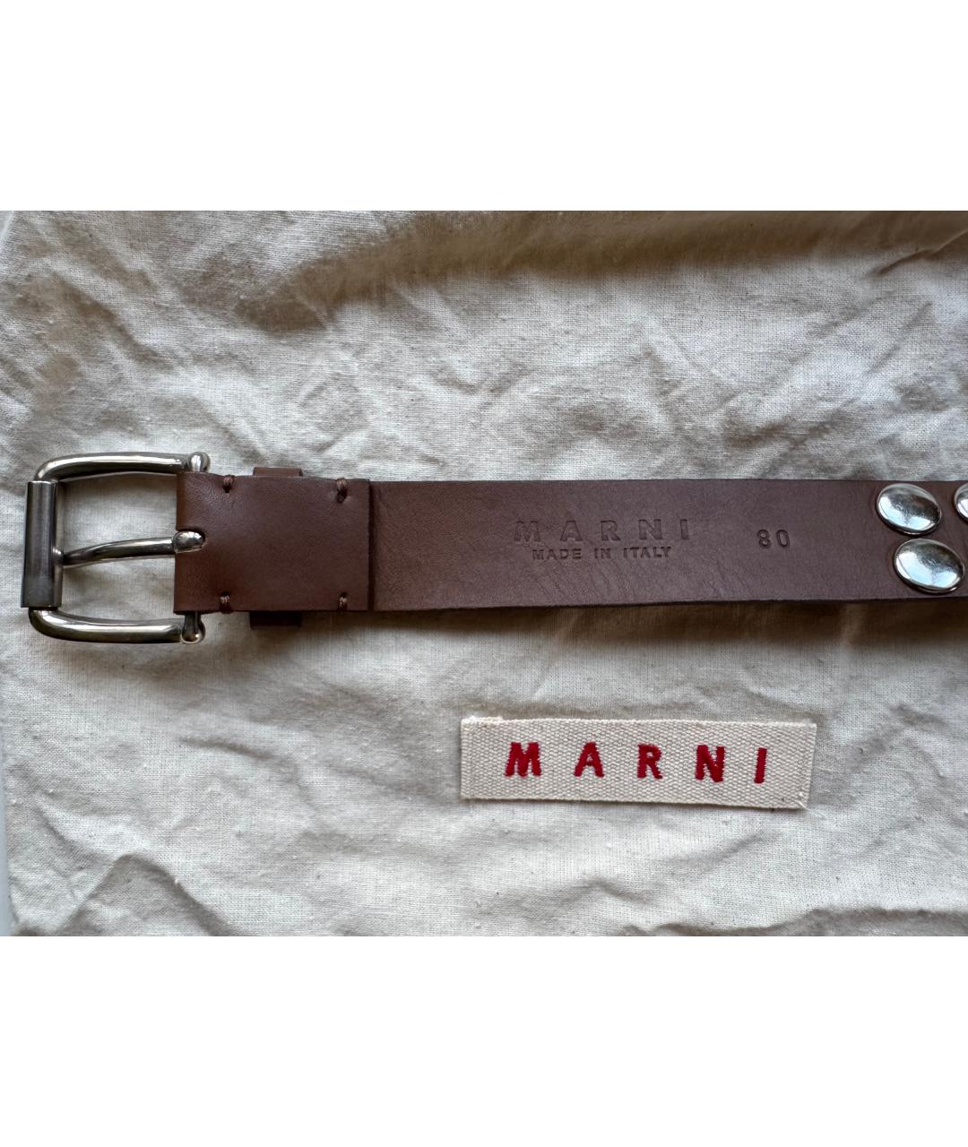 MARNI Коричневый кожаный ремень, фото 3