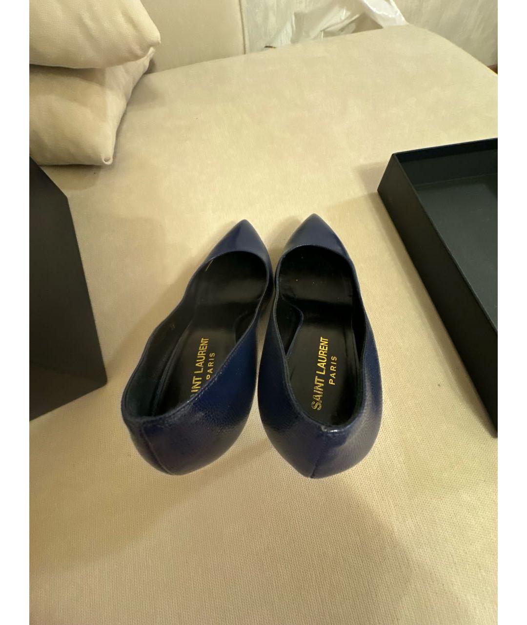 SAINT LAURENT Синие кожаные туфли, фото 3