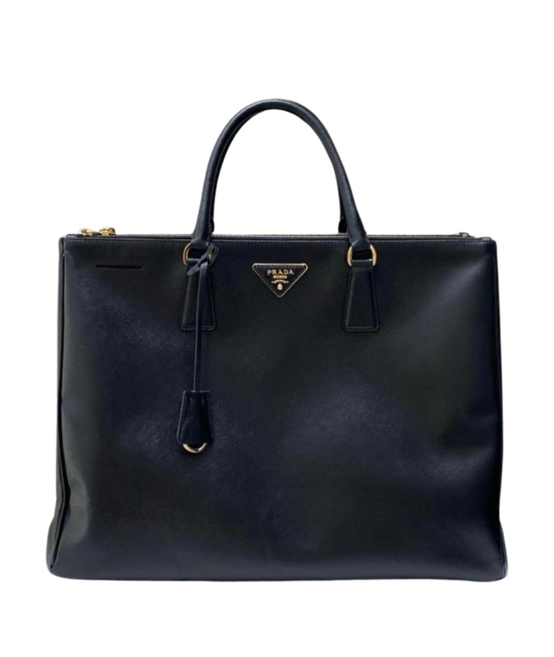 PRADA Черная кожаная сумка с короткими ручками, фото 1