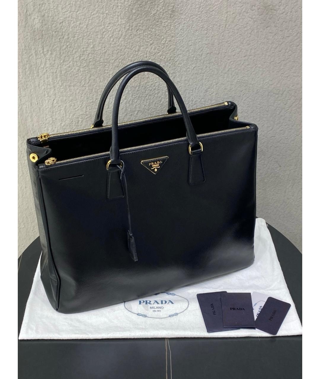 PRADA Черная кожаная сумка с короткими ручками, фото 7