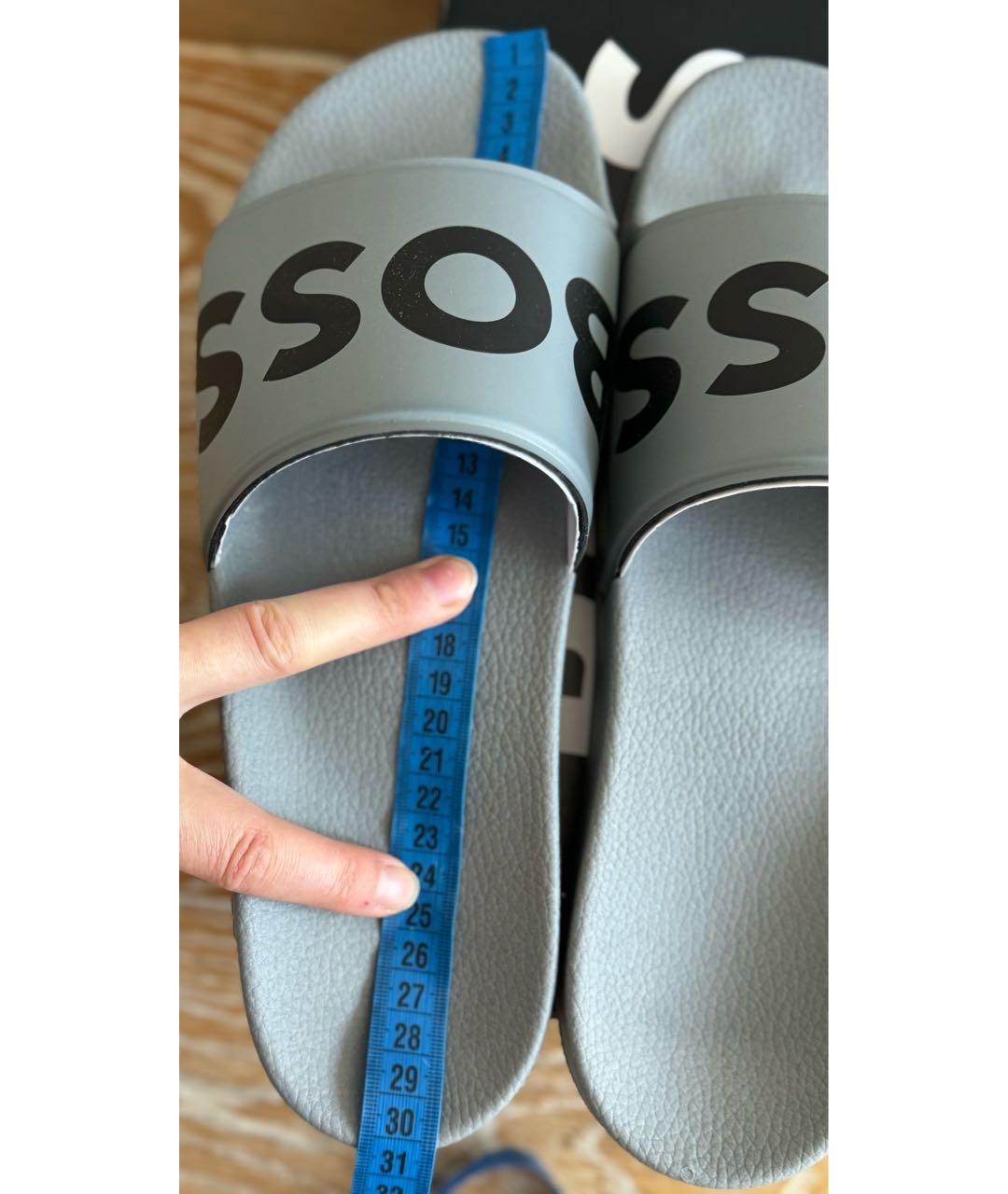 HUGO BOSS Серые резиновые шлепанцы, фото 5