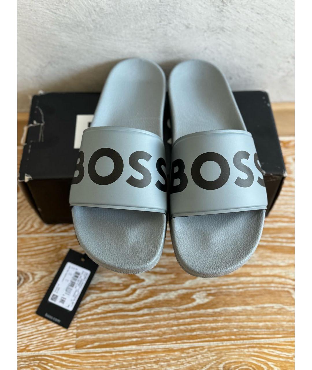 HUGO BOSS Серые резиновые шлепанцы, фото 2