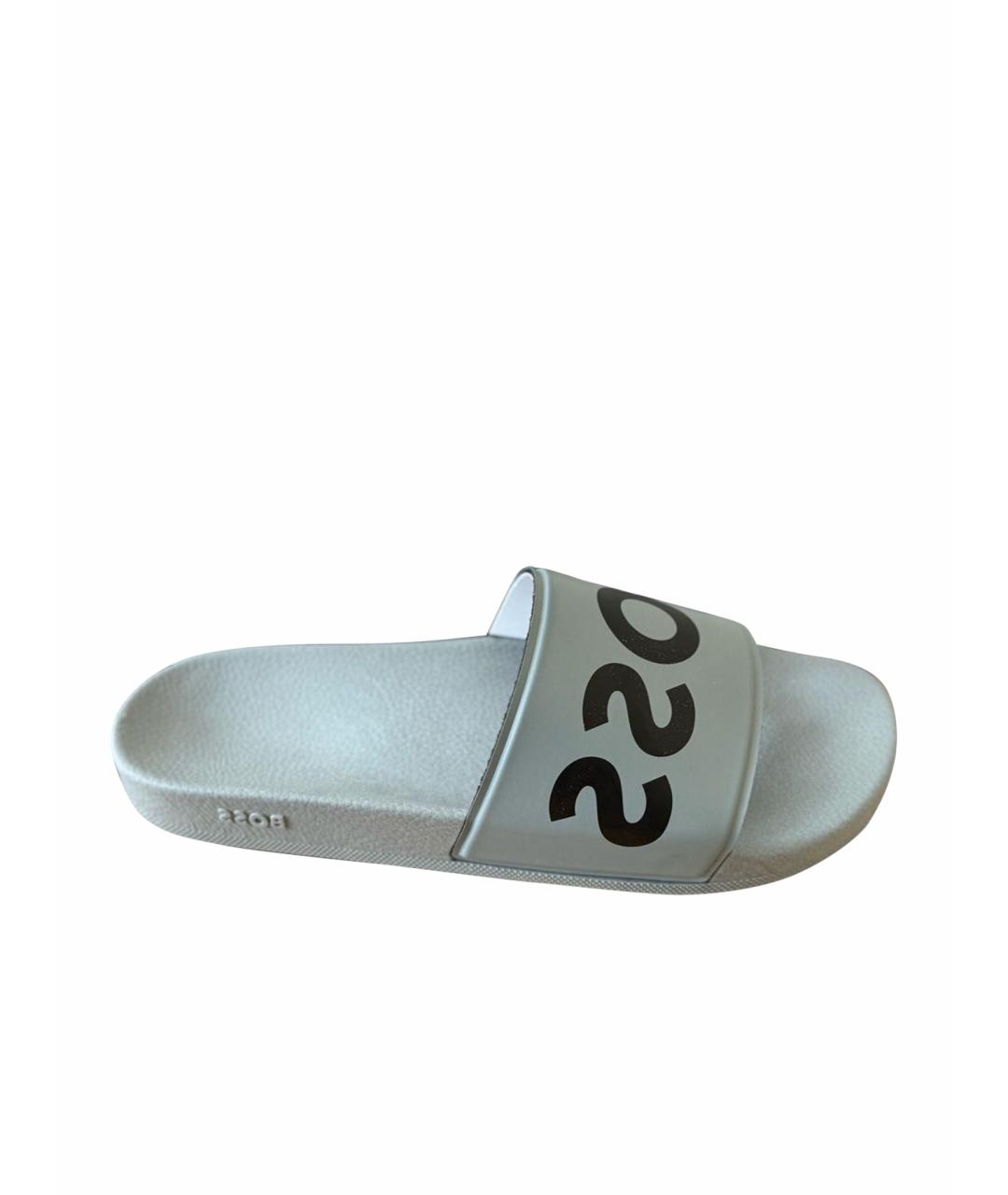 HUGO BOSS Серые резиновые шлепанцы, фото 1