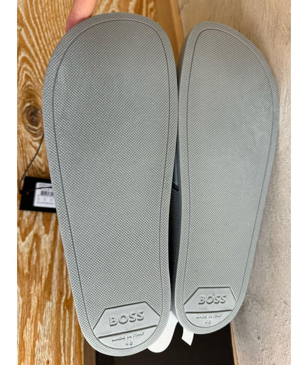 HUGO BOSS Серые резиновые шлепанцы, фото 6