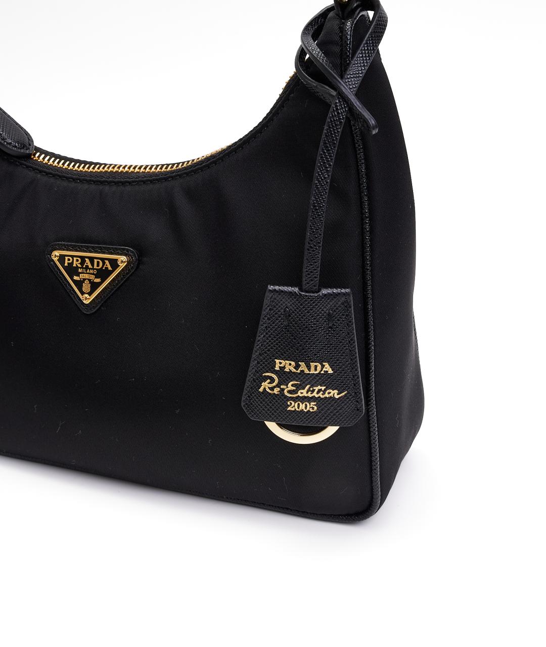 PRADA Черная тканевая сумка с короткими ручками, фото 5