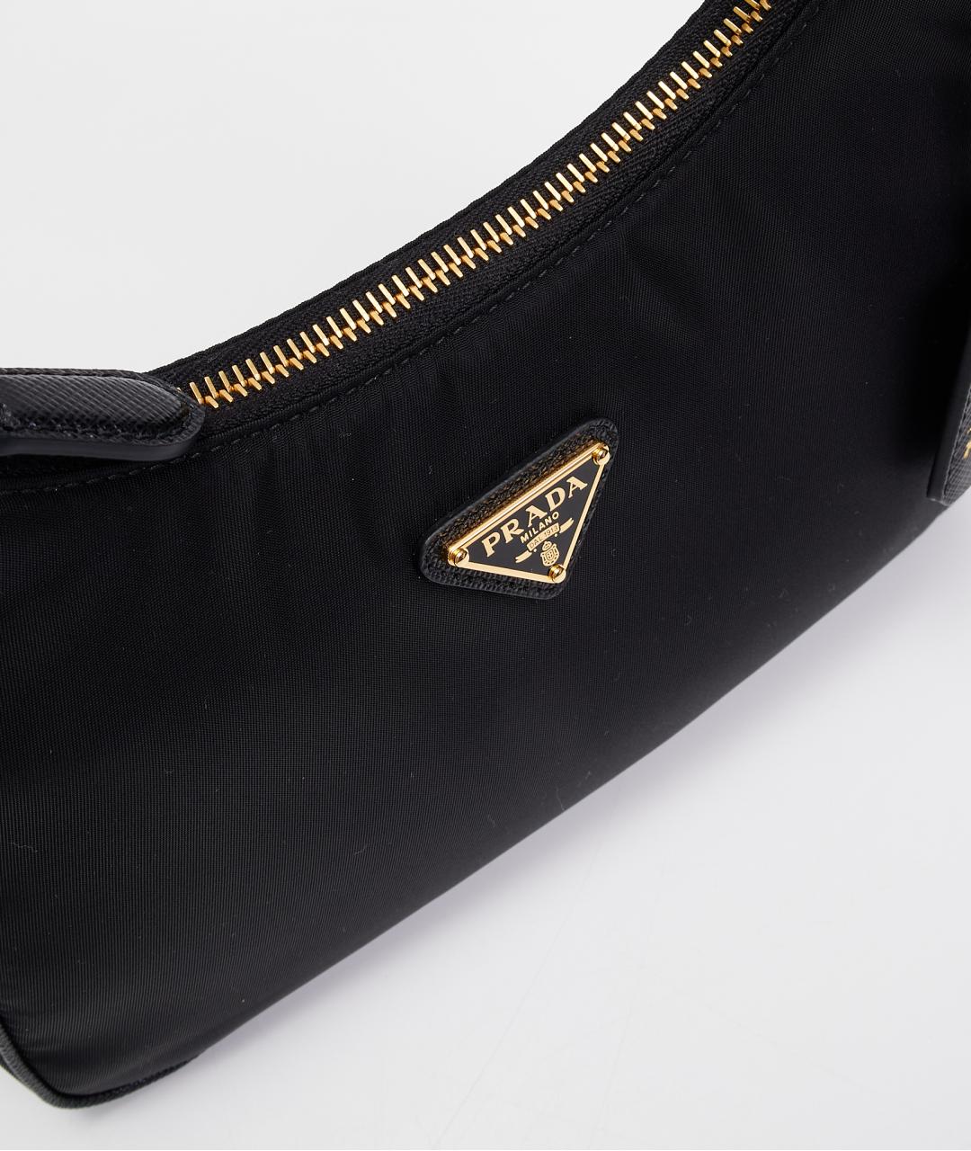 PRADA Черная тканевая сумка с короткими ручками, фото 4