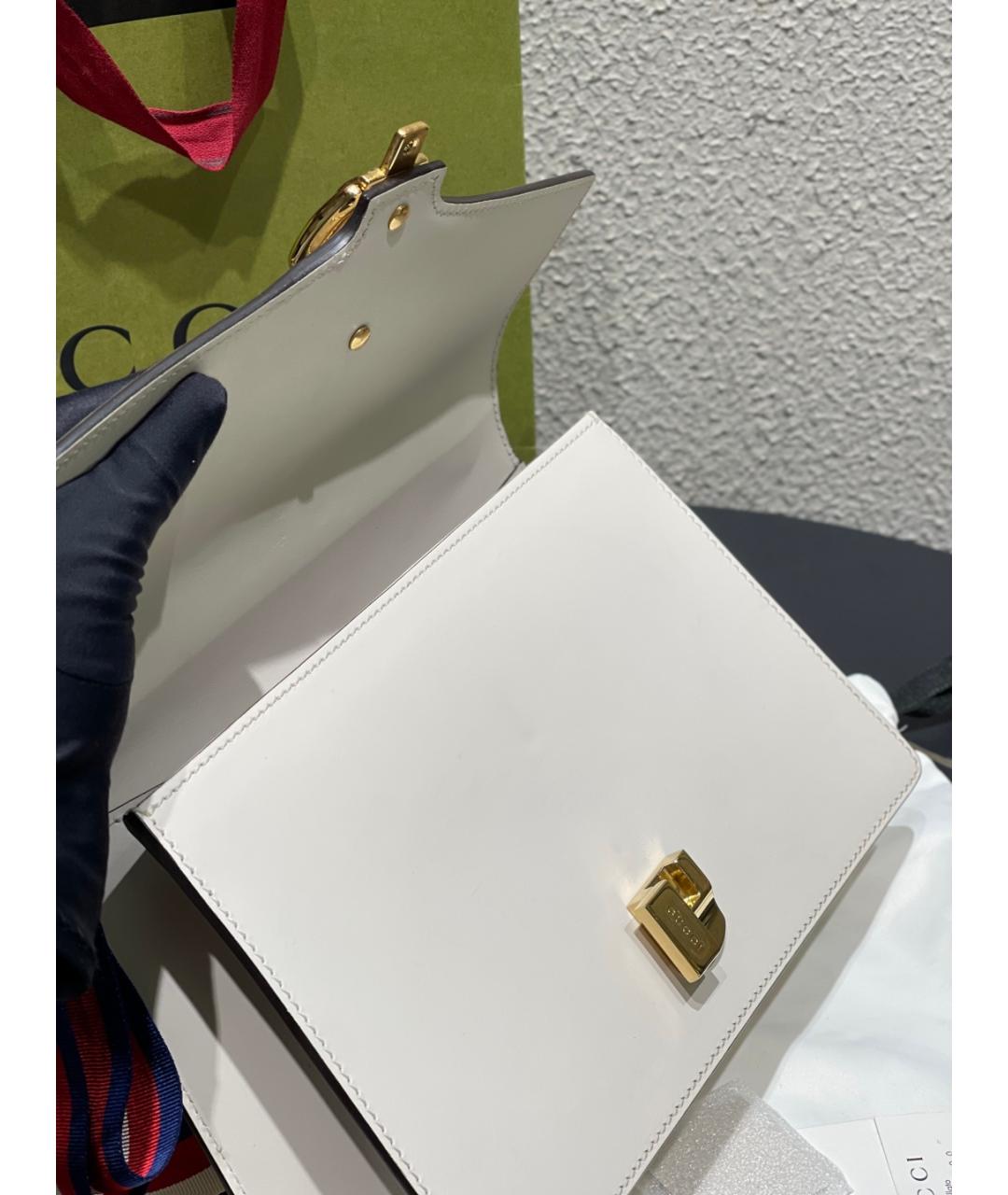GUCCI Белая кожаная сумка через плечо, фото 8