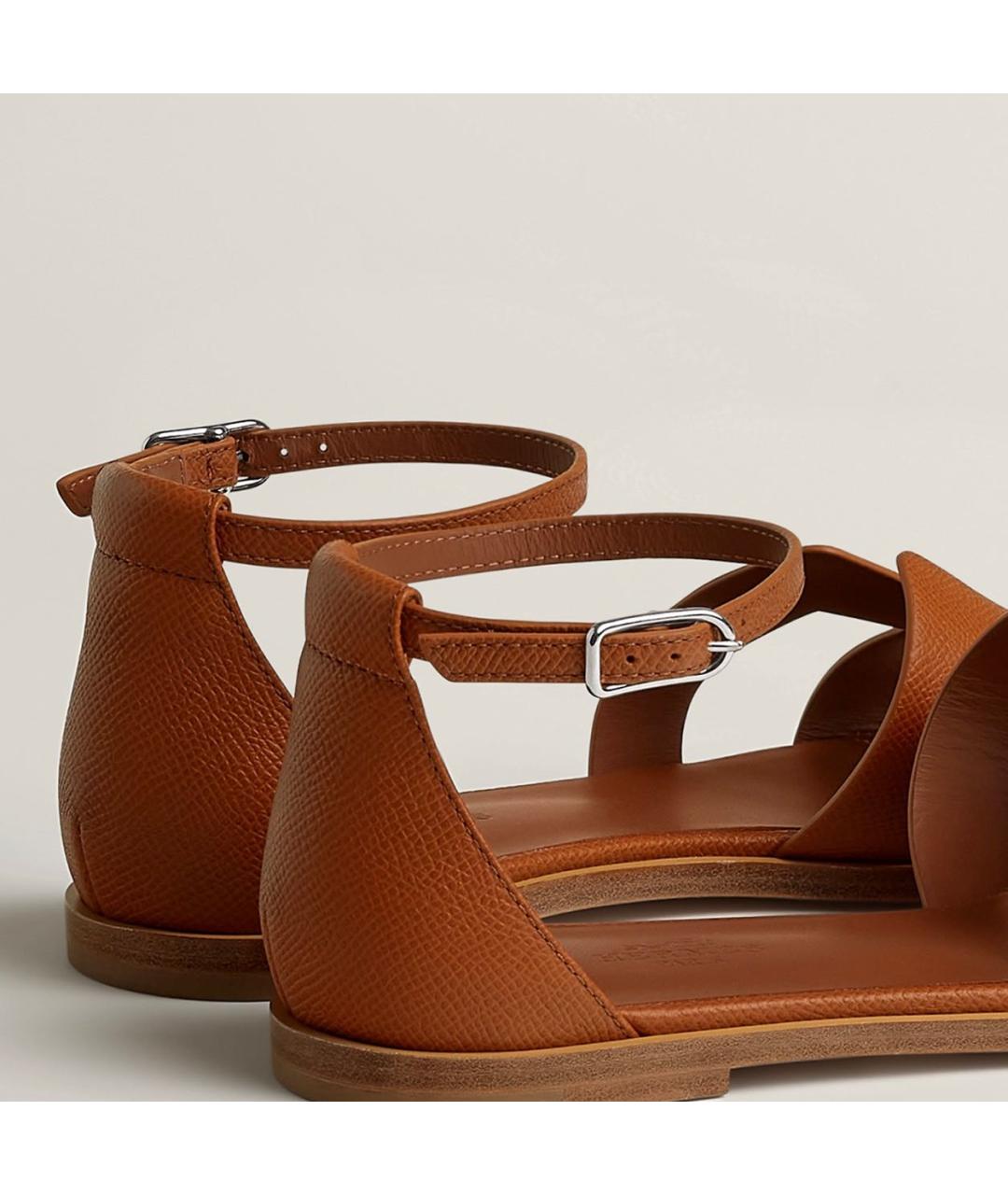 HERMES Коричневые кожаные сандалии, фото 5