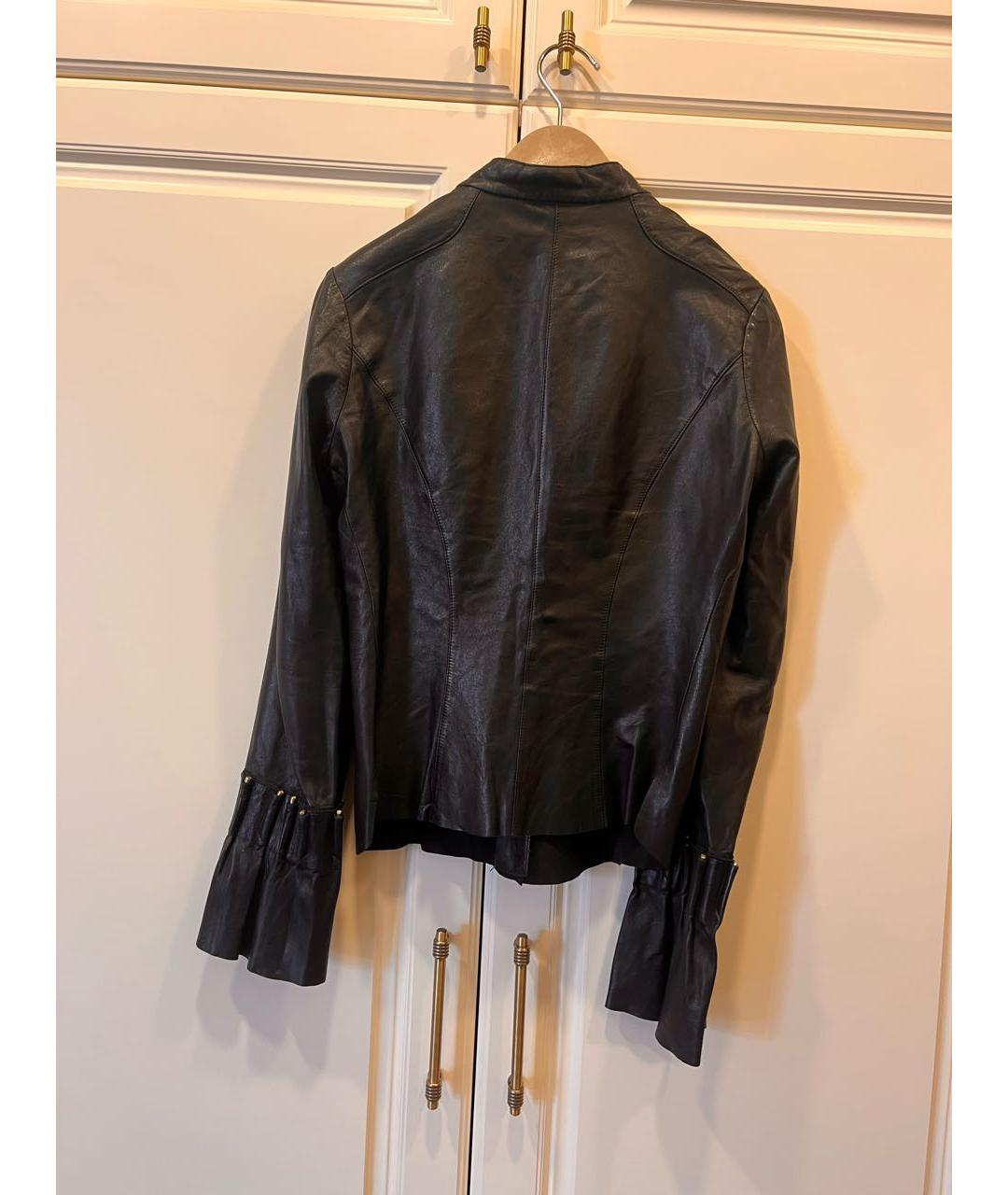 ROBERTO CAVALLI Черная кожаная куртка, фото 3