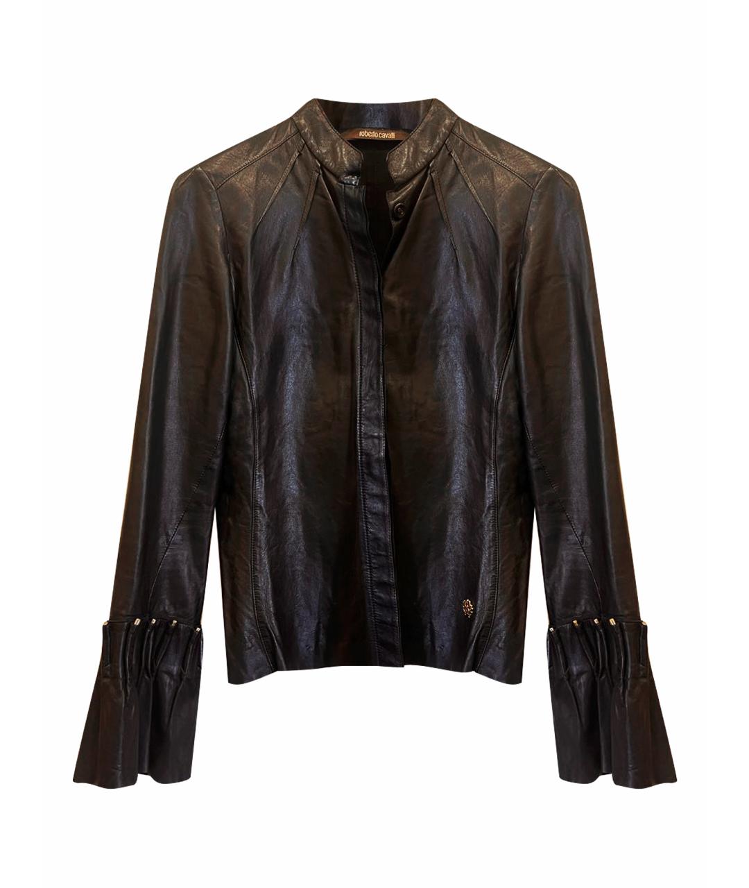 ROBERTO CAVALLI Черная кожаная куртка, фото 1