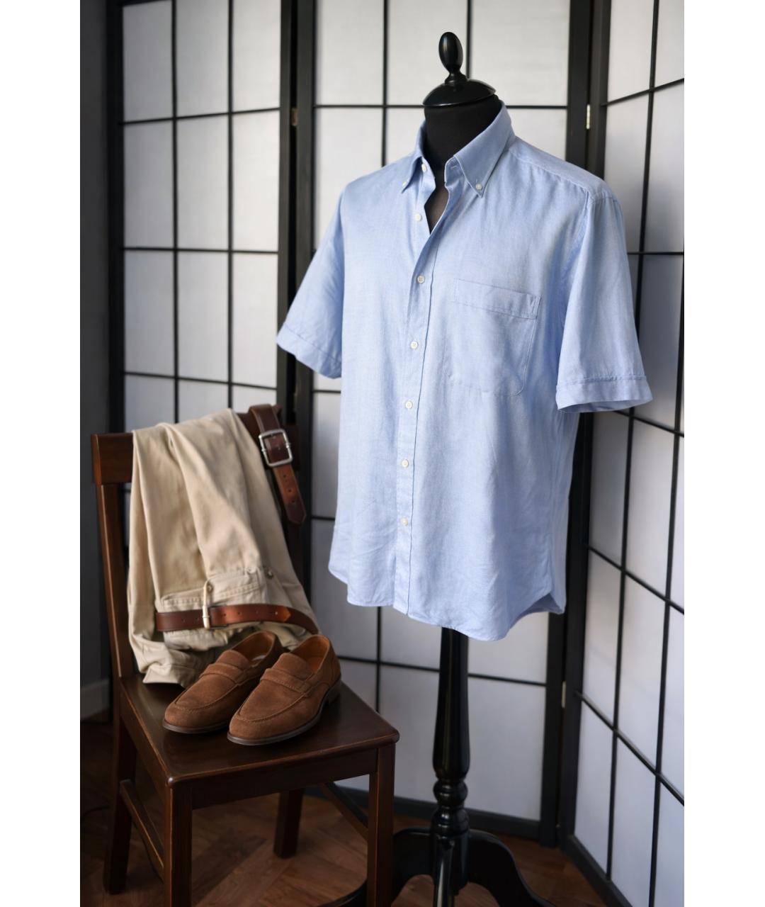 BRIONI Голубая хлопковая кэжуал рубашка, фото 6
