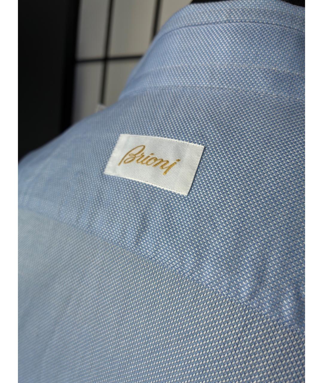 BRIONI Голубая хлопковая кэжуал рубашка, фото 5