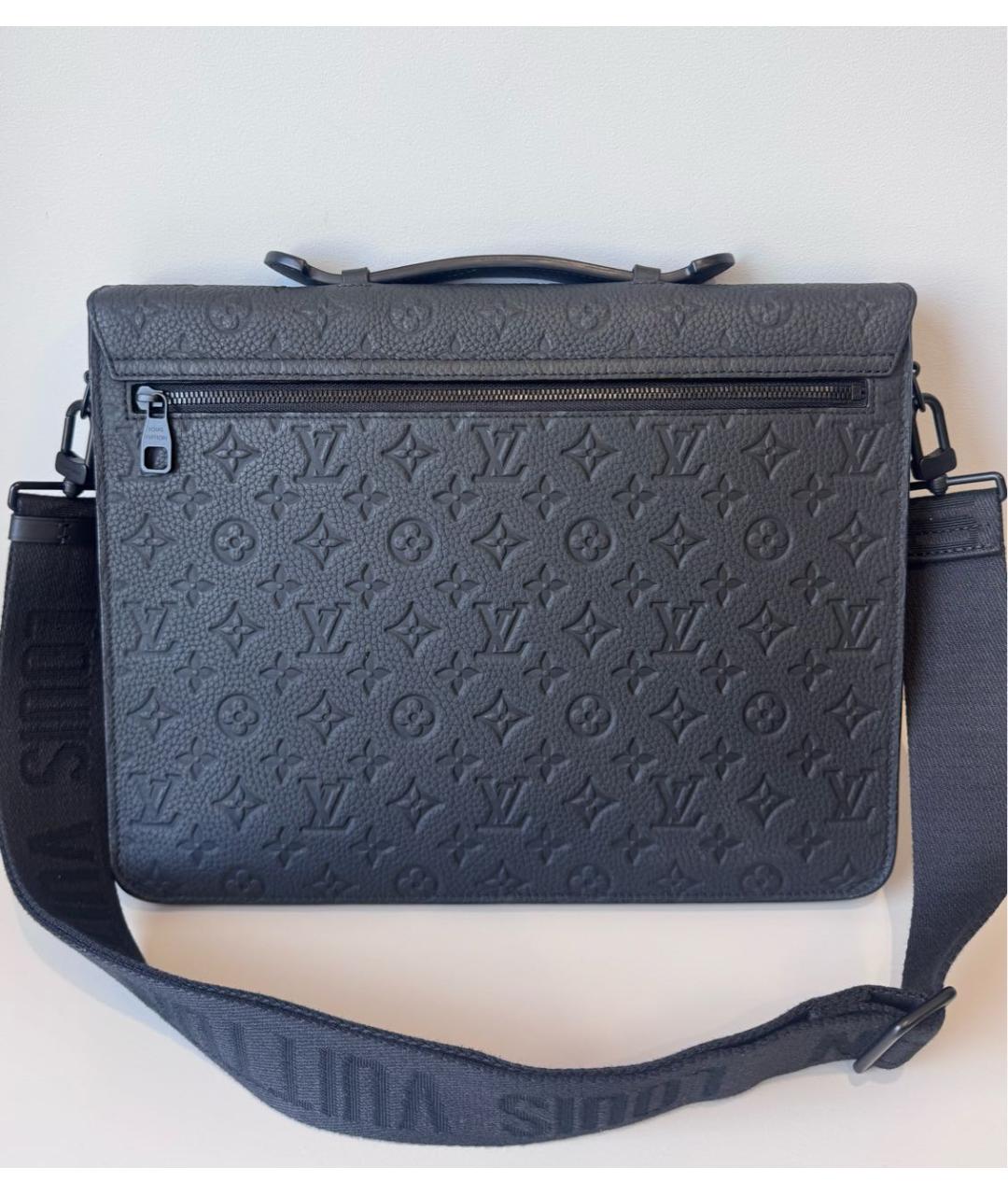 LOUIS VUITTON Черный кожаный портфель, фото 3