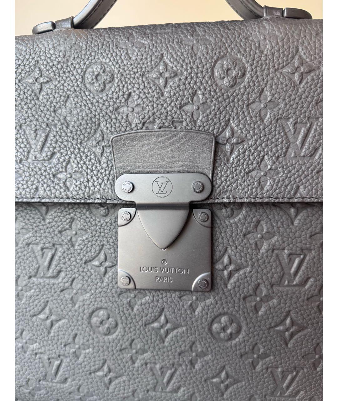 LOUIS VUITTON Черный кожаный портфель, фото 5