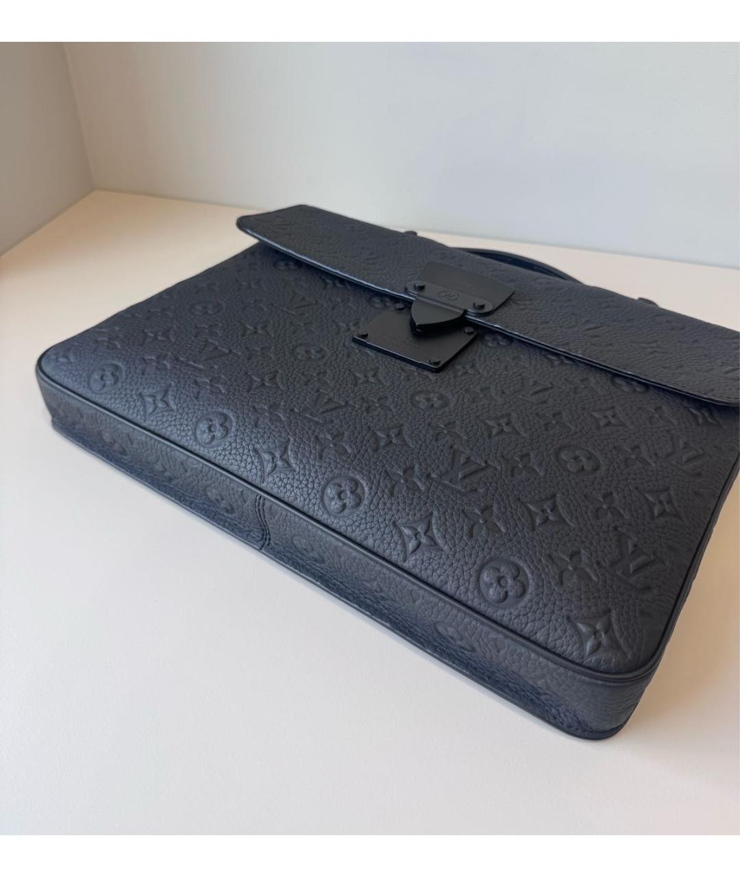 LOUIS VUITTON Черный кожаный портфель, фото 7