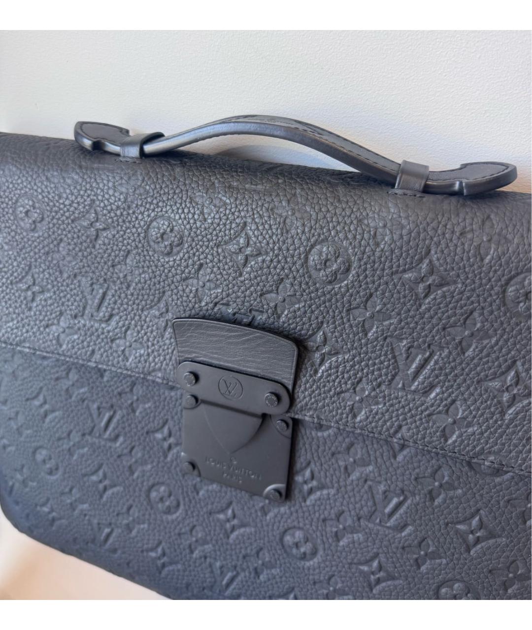 LOUIS VUITTON Черный кожаный портфель, фото 4