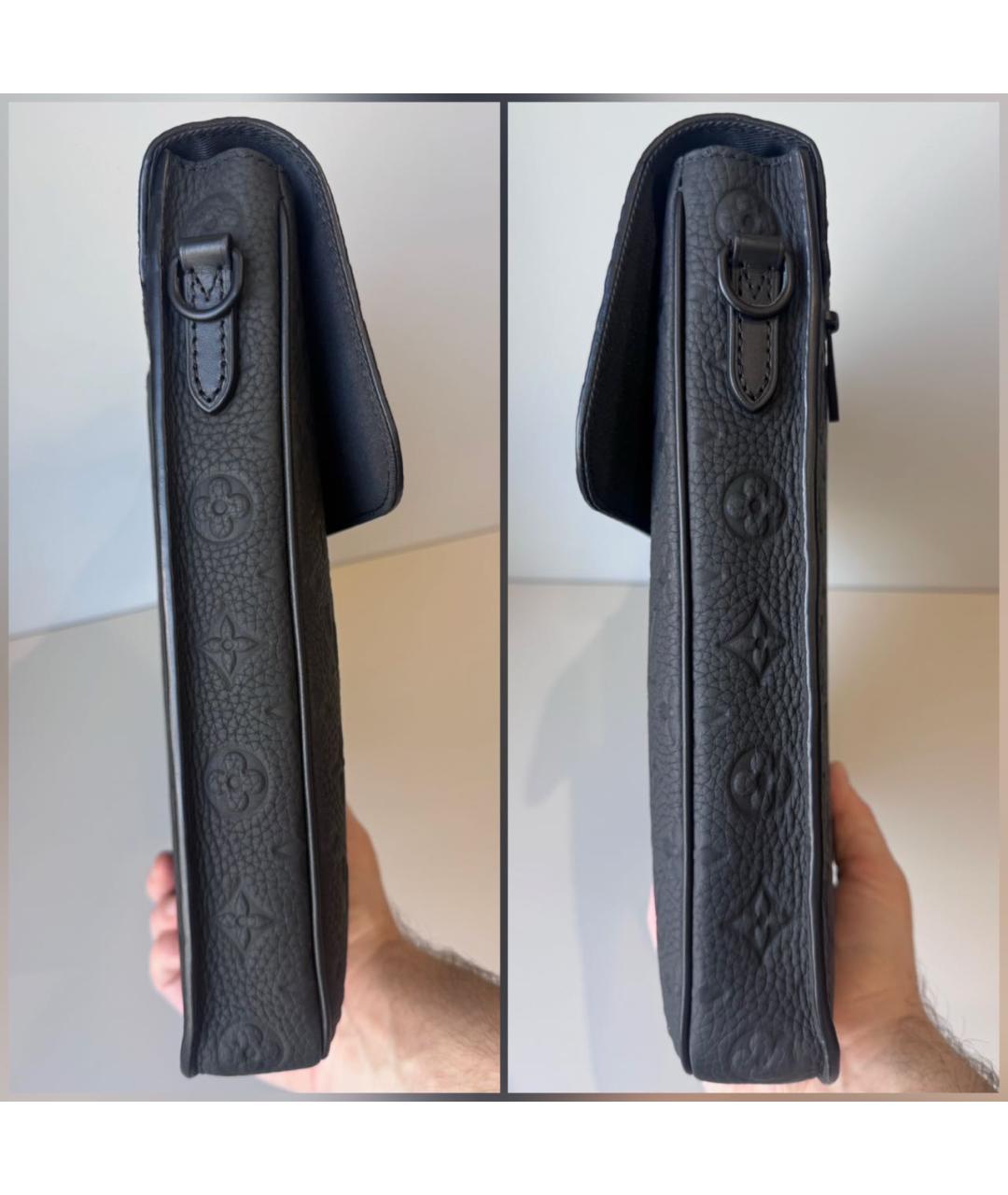 LOUIS VUITTON Черный кожаный портфель, фото 8