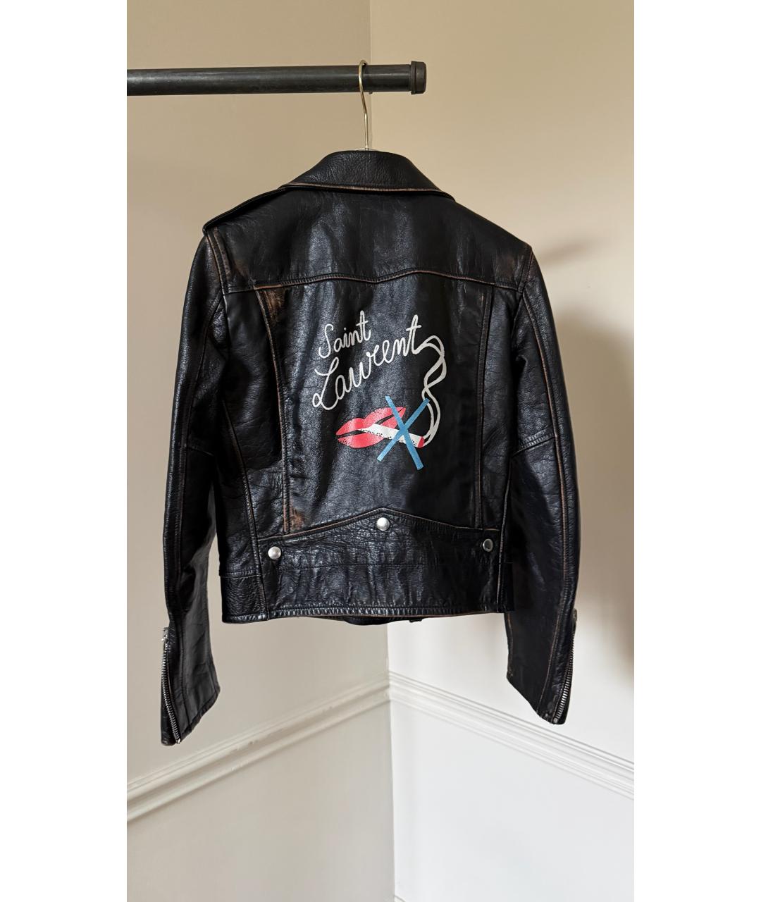 SAINT LAURENT Черная кожаная куртка, фото 2