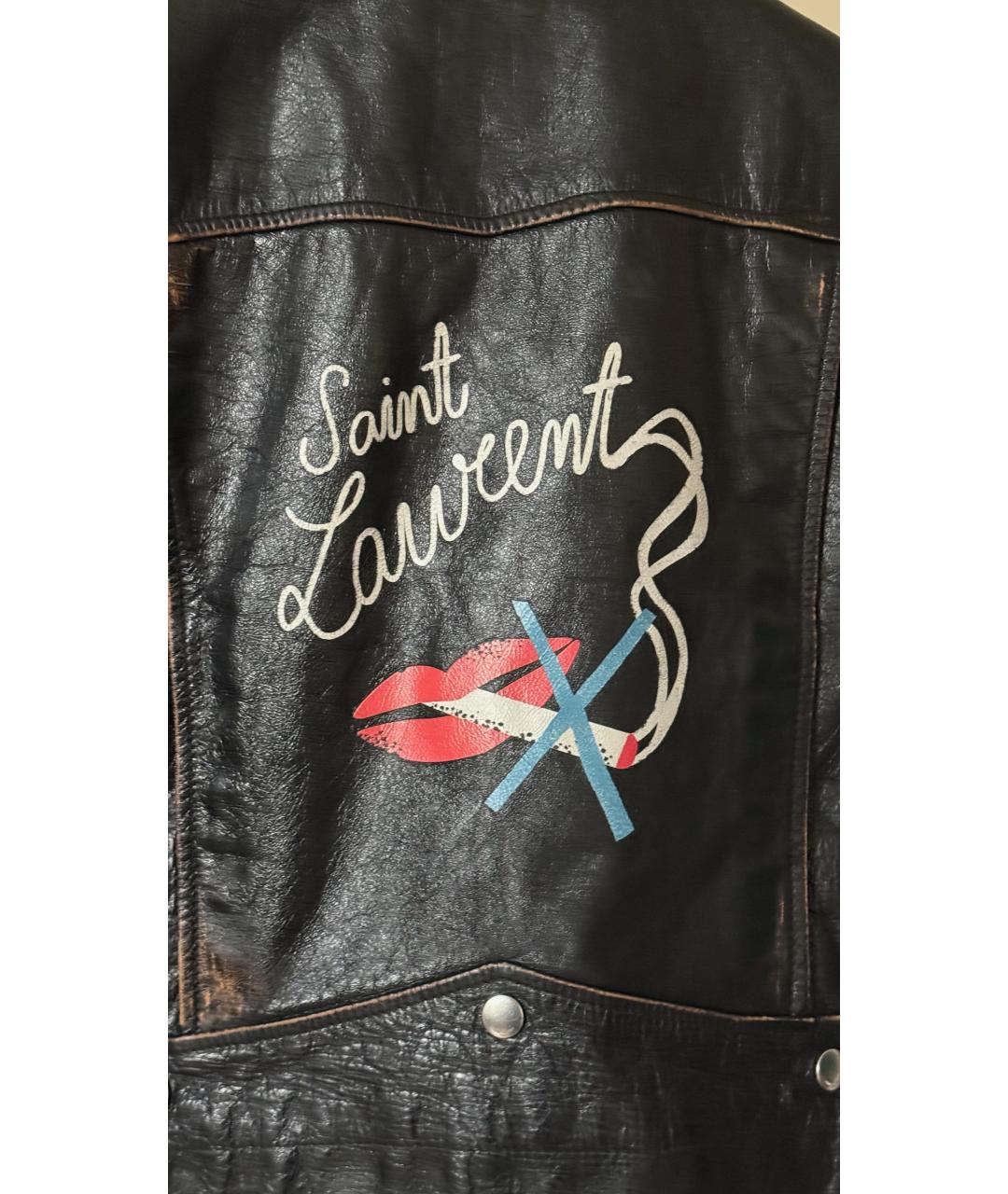 SAINT LAURENT Черная кожаная куртка, фото 3