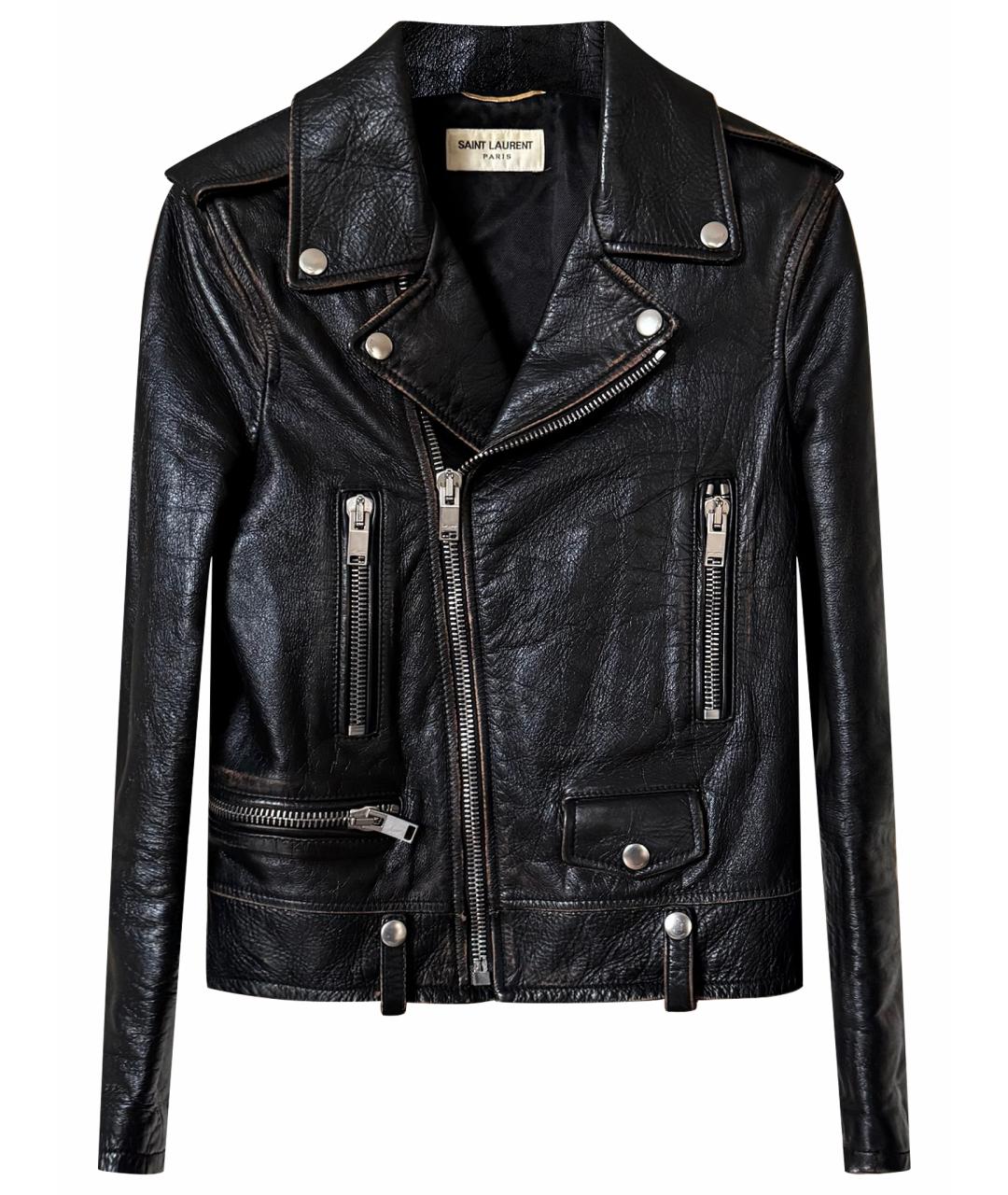 SAINT LAURENT Черная кожаная куртка, фото 1