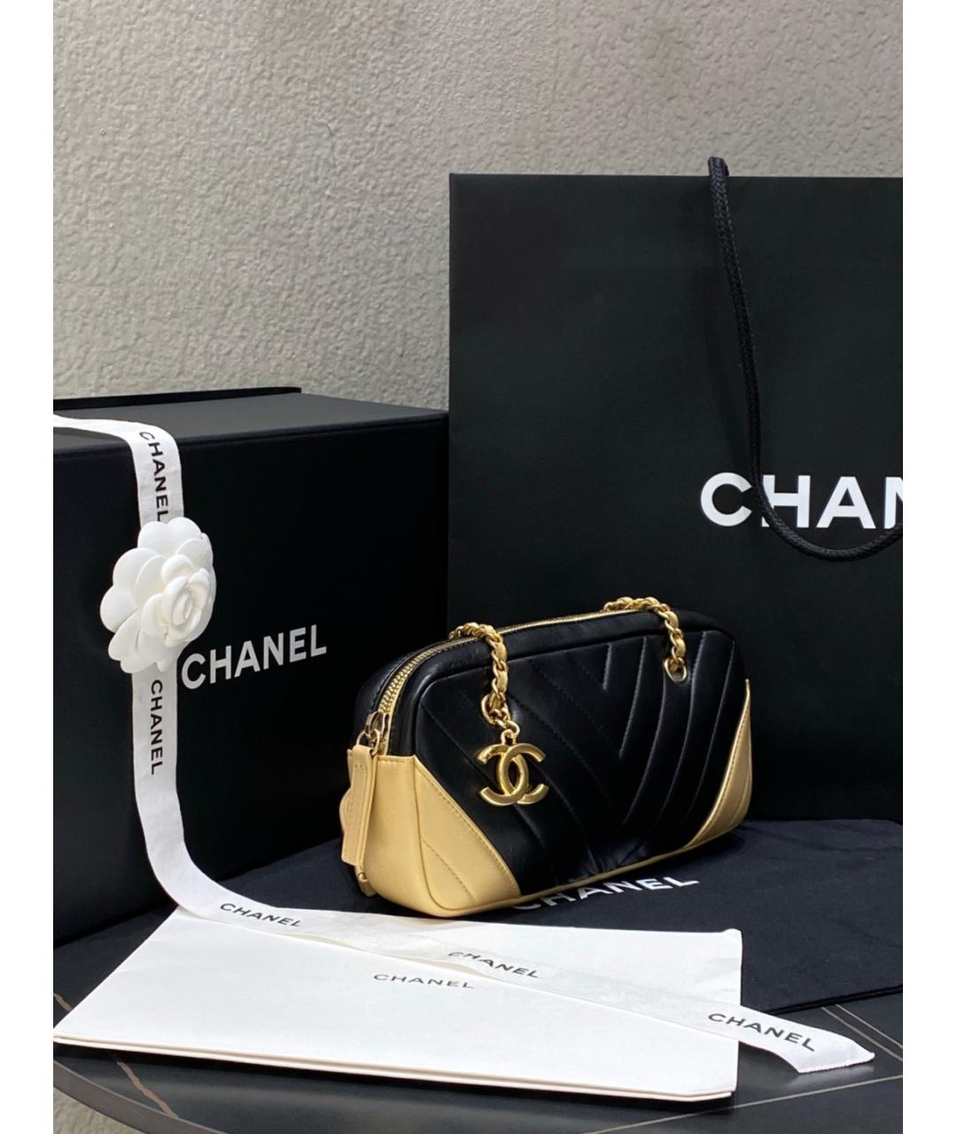 CHANEL Черная кожаная сумка через плечо, фото 4