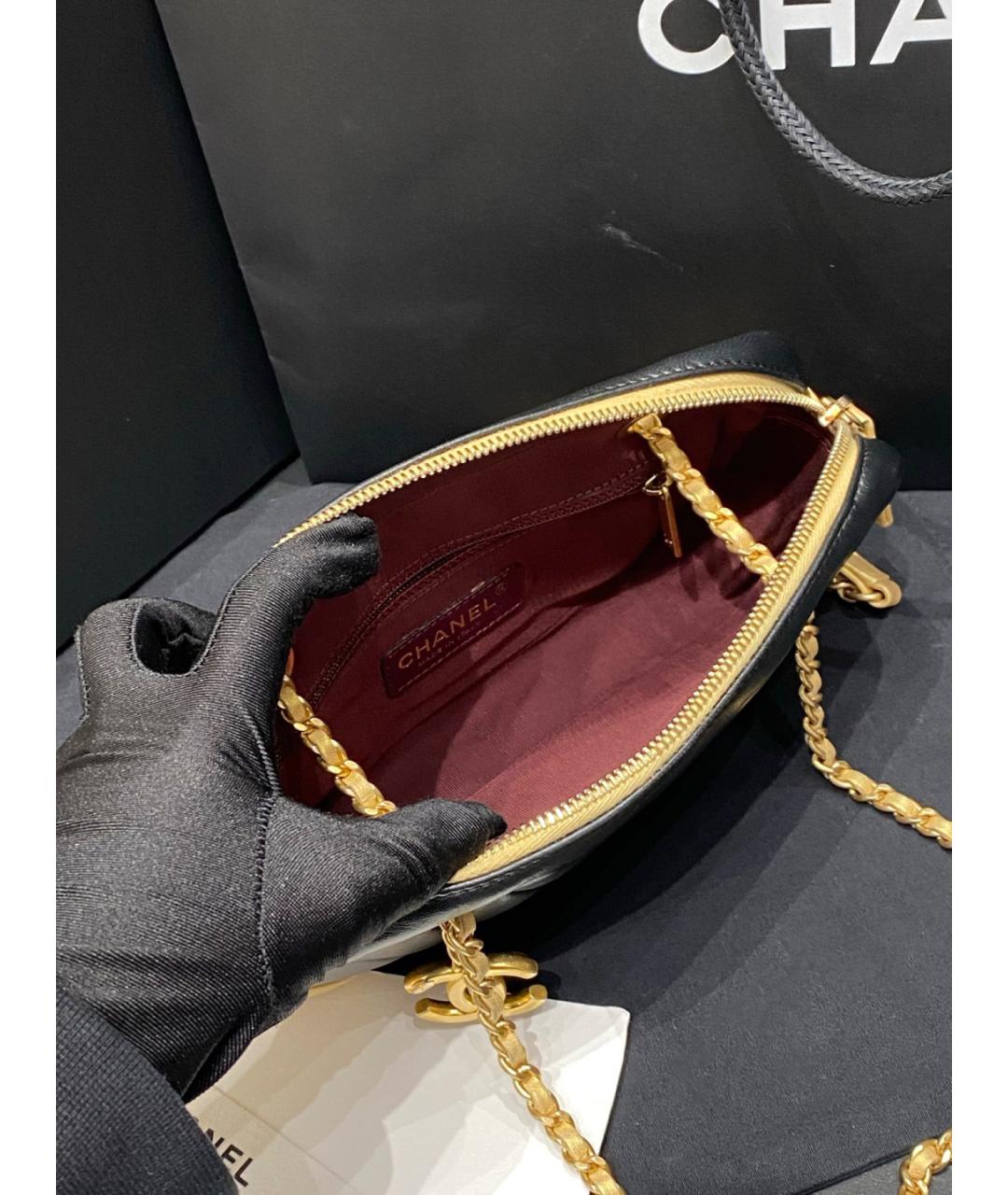 CHANEL Черная кожаная сумка через плечо, фото 8