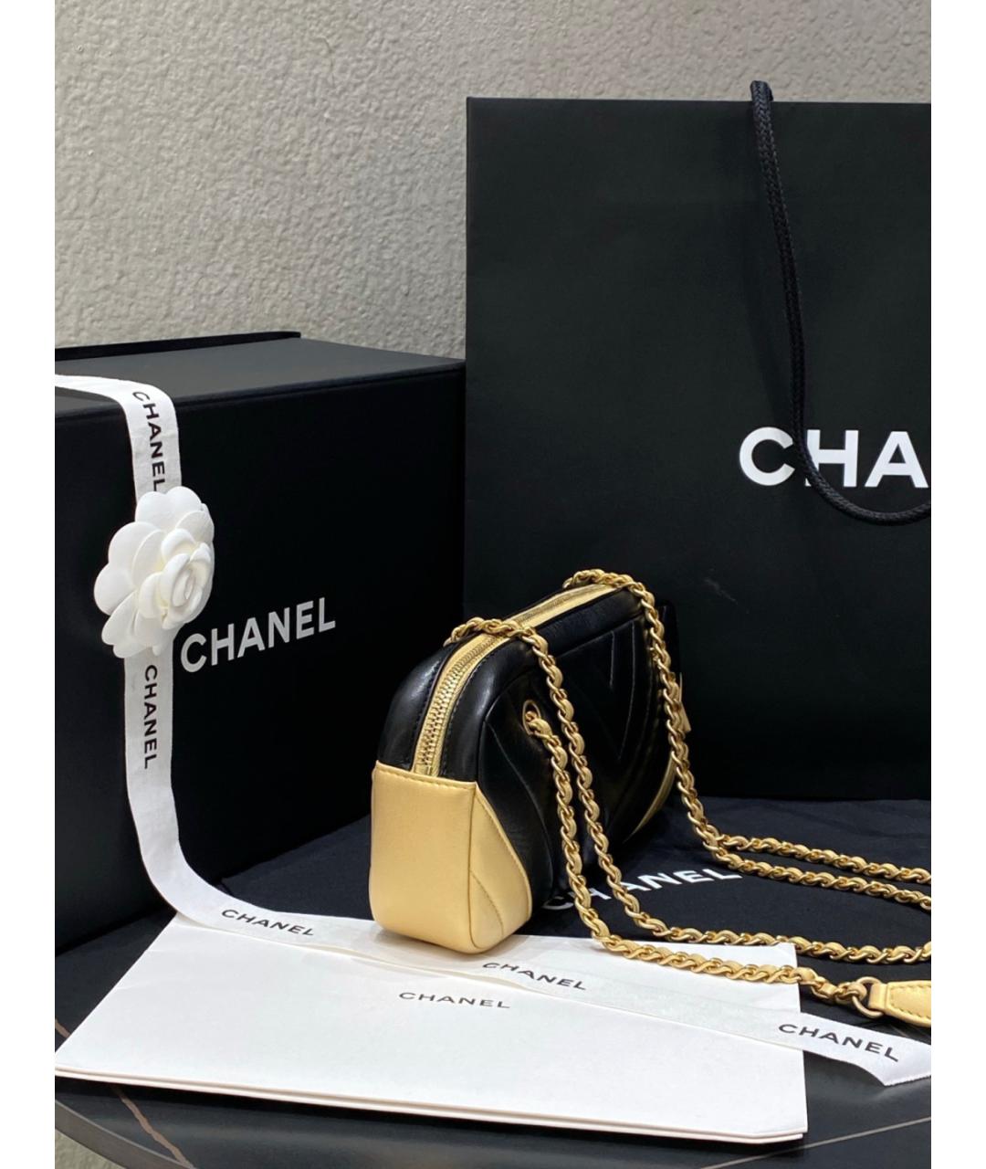 CHANEL Черная кожаная сумка через плечо, фото 5