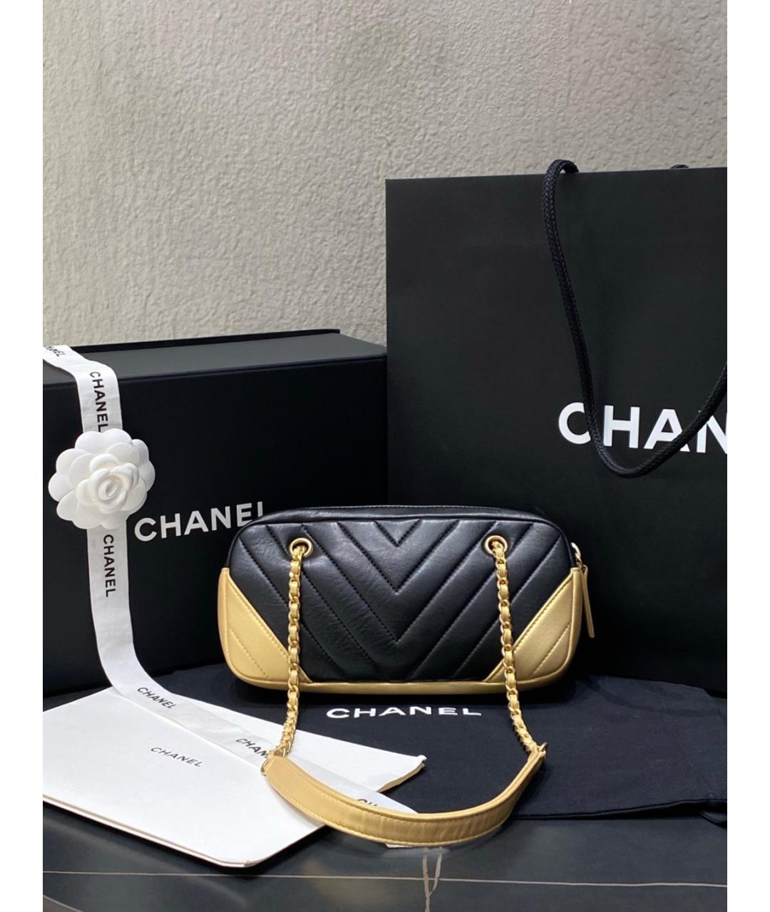 CHANEL Черная кожаная сумка через плечо, фото 3