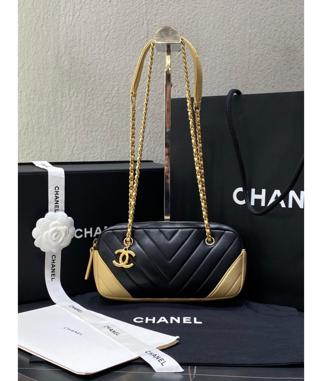 CHANEL Черная кожаная сумка через плечо, фото 9