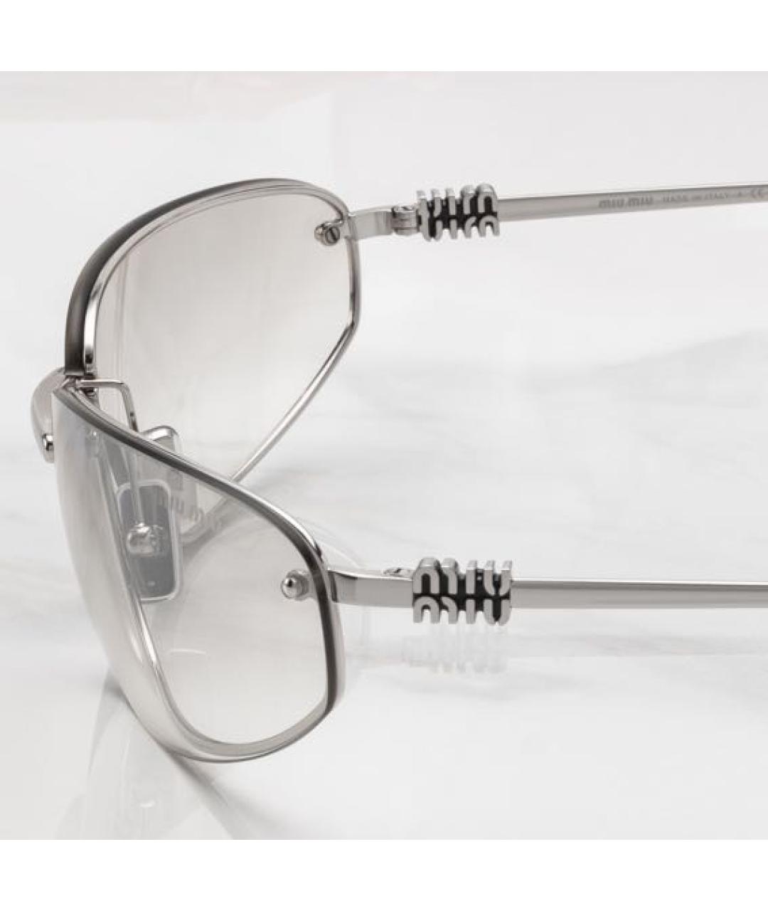 MIU MIU Серебряные металлические солнцезащитные очки, фото 5