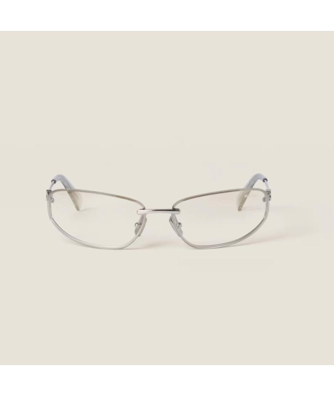 MIU MIU Серебряные металлические солнцезащитные очки, фото 2