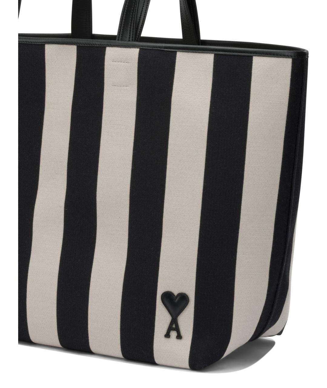 Ami Paris Черная хлопковая сумка тоут, фото 3