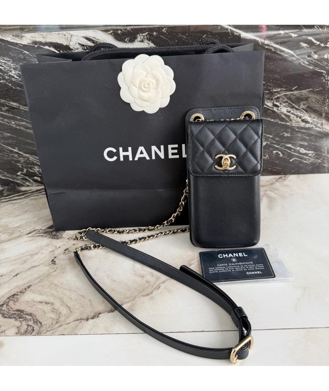 CHANEL Черная кожаная сумка через плечо, фото 2