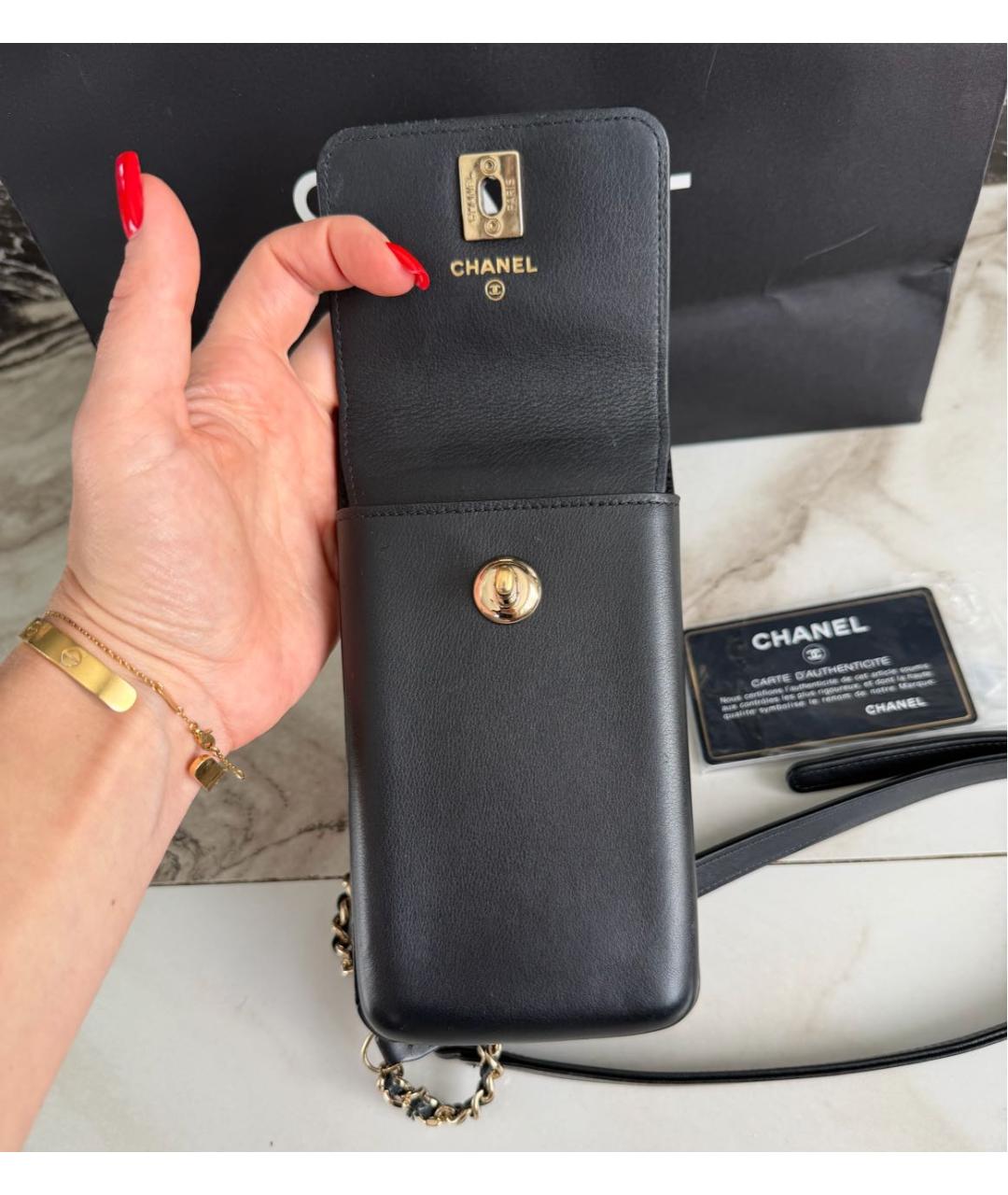 CHANEL Черная кожаная сумка через плечо, фото 5
