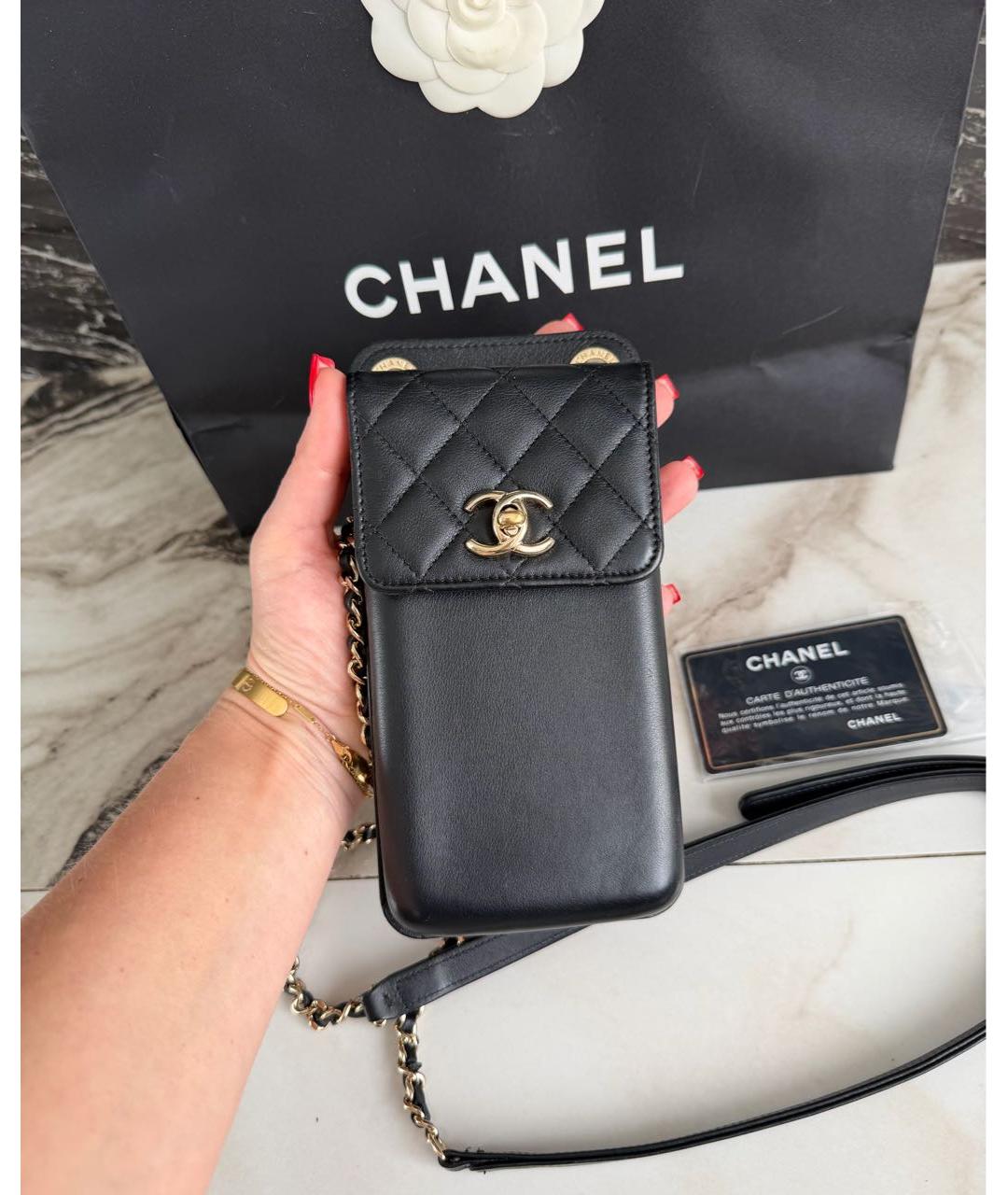 CHANEL Черная кожаная сумка через плечо, фото 4