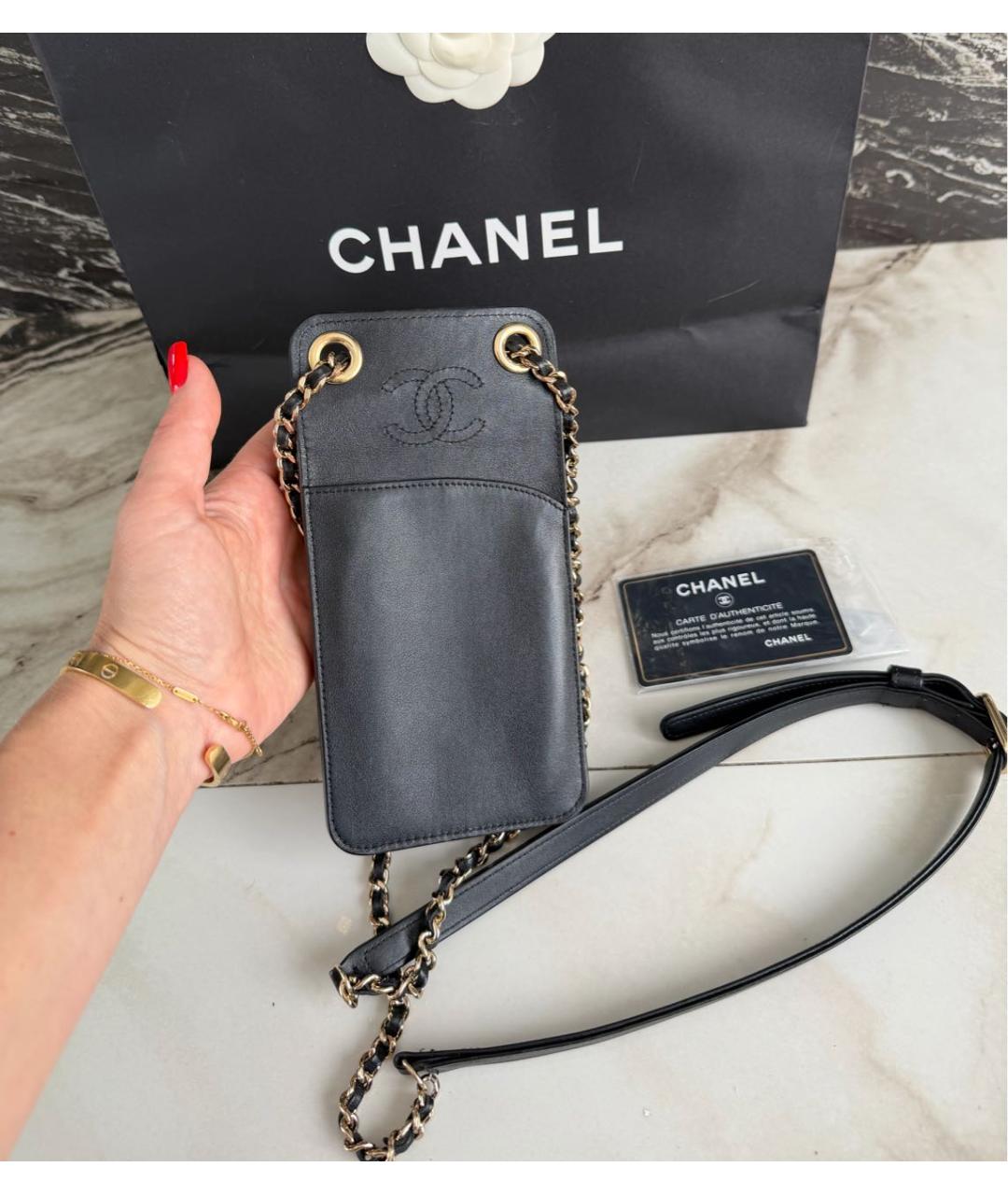 CHANEL Черная кожаная сумка через плечо, фото 3