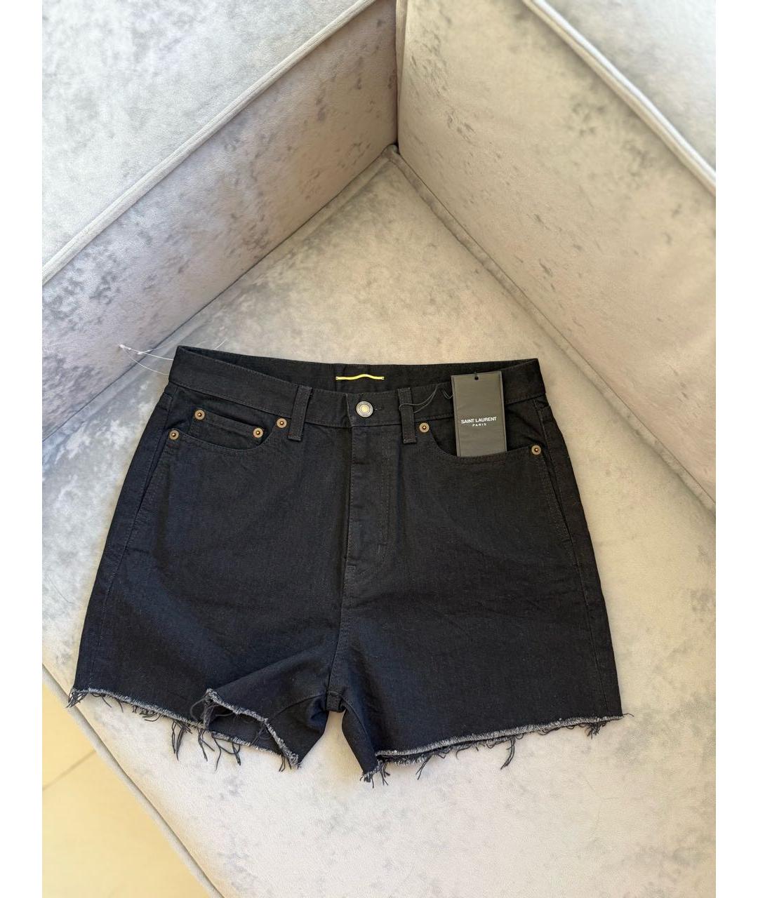 SAINT LAURENT Черные деним шорты, фото 3