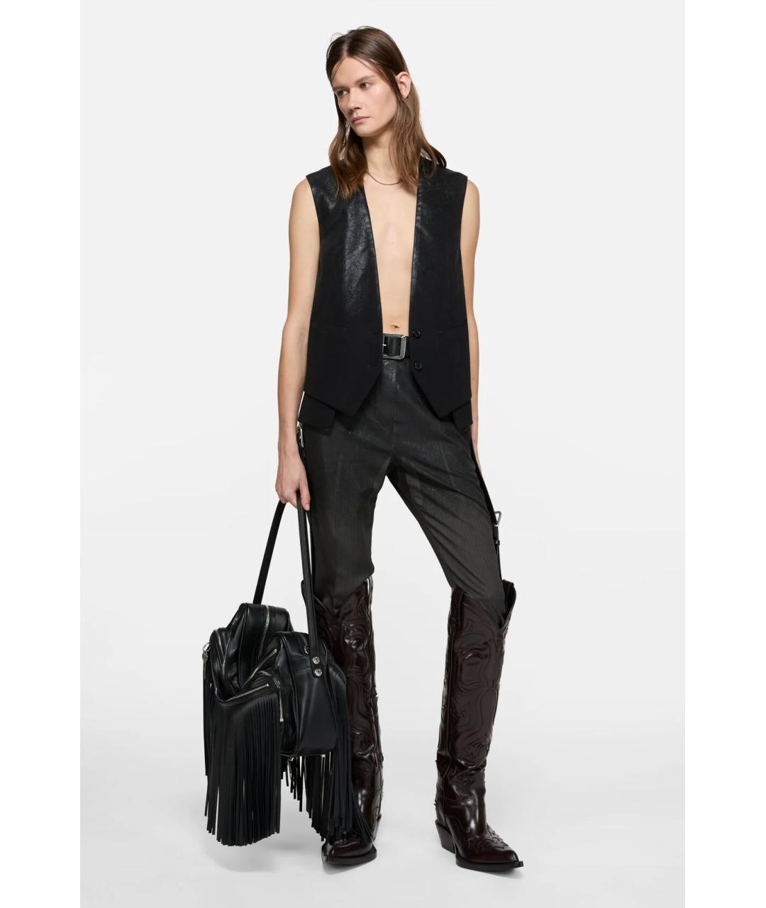 ACNE STUDIOS Черная кожаная сумка с короткими ручками, фото 2