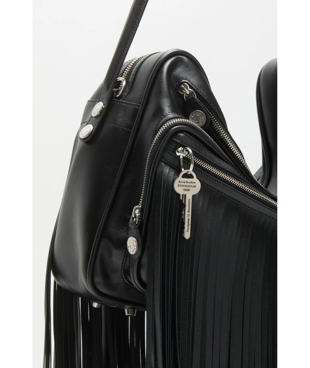 ACNE STUDIOS Черная кожаная сумка с короткими ручками, фото 5