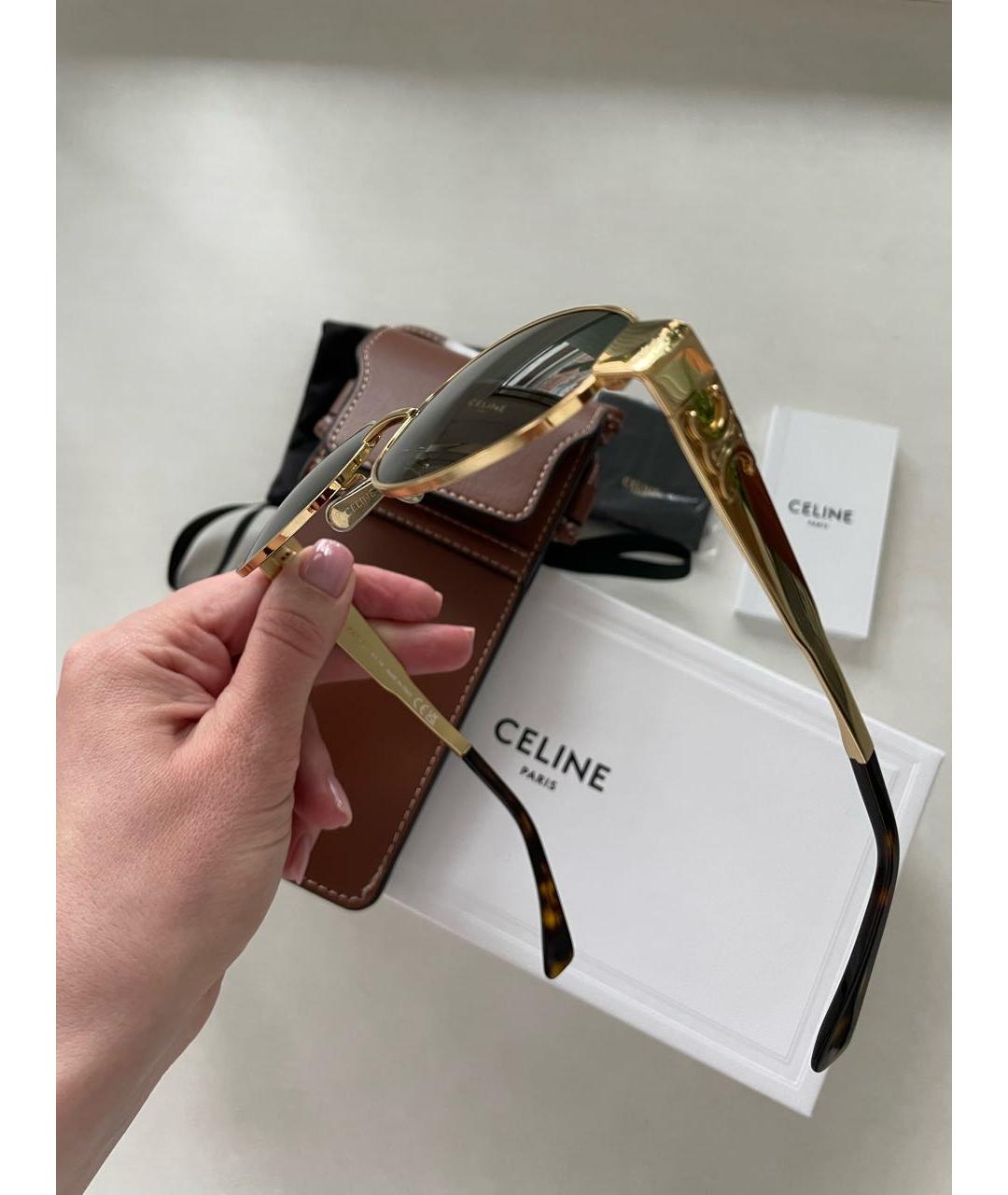 CELINE Золотые металлические солнцезащитные очки, фото 6