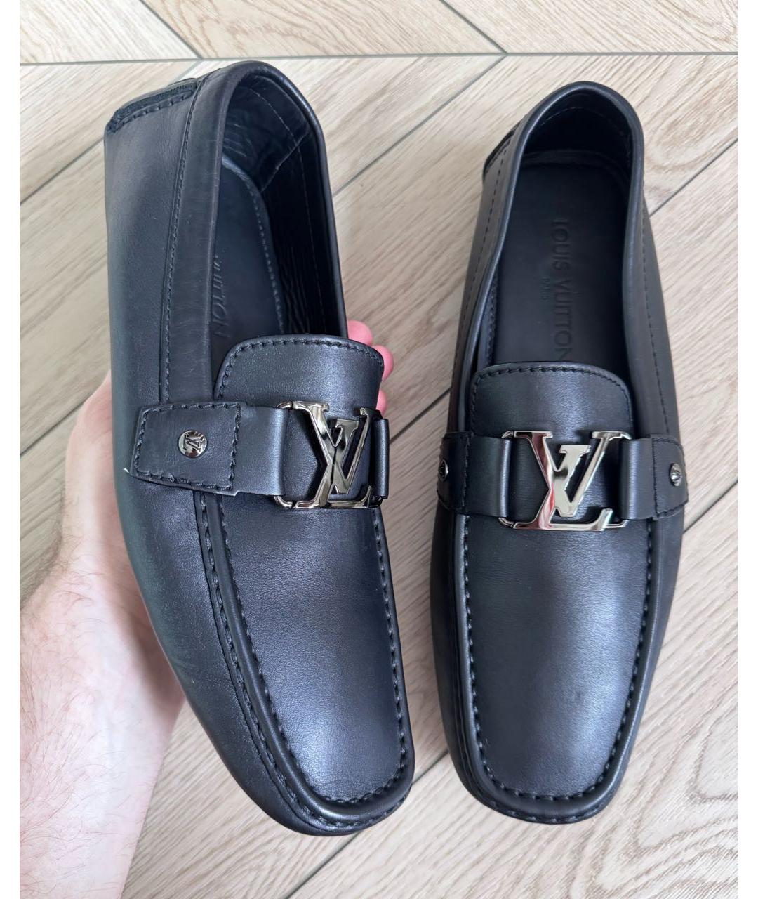 LOUIS VUITTON Черные кожаные мокасины, фото 3