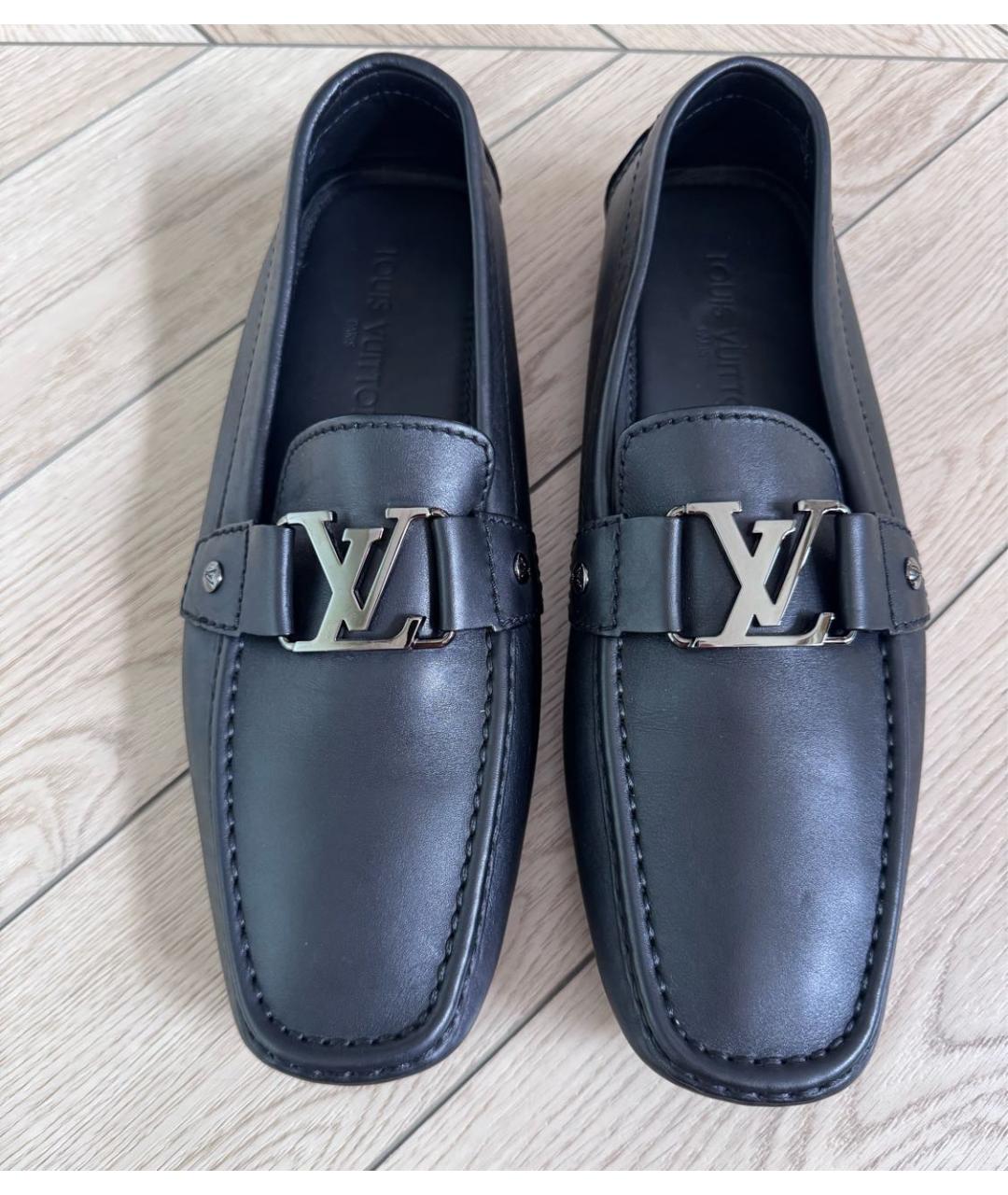 LOUIS VUITTON Черные кожаные мокасины, фото 6