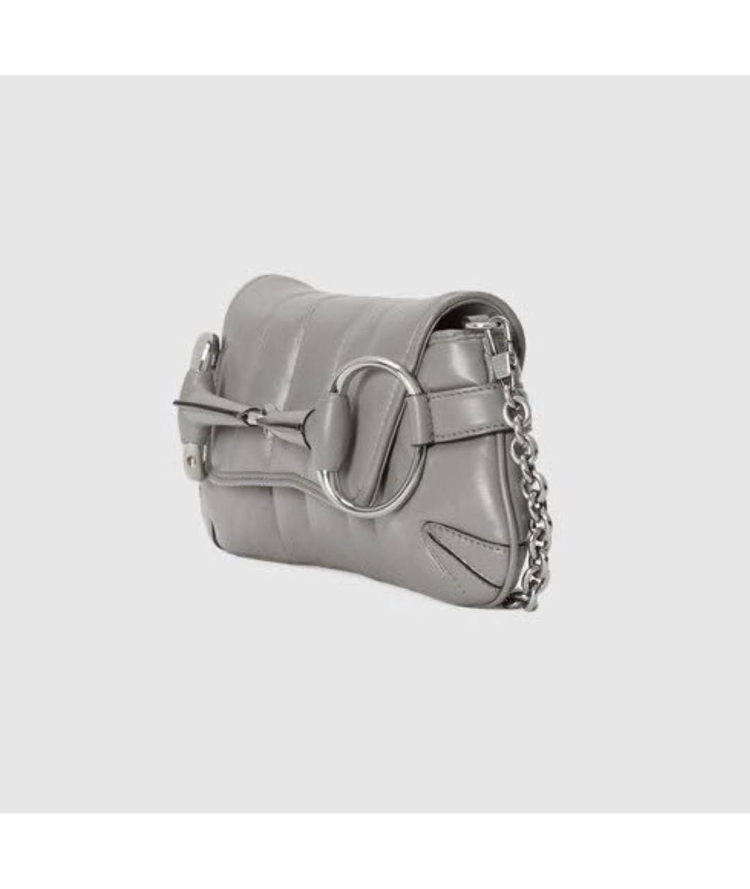 GUCCI Серая кожаная сумка через плечо, фото 2