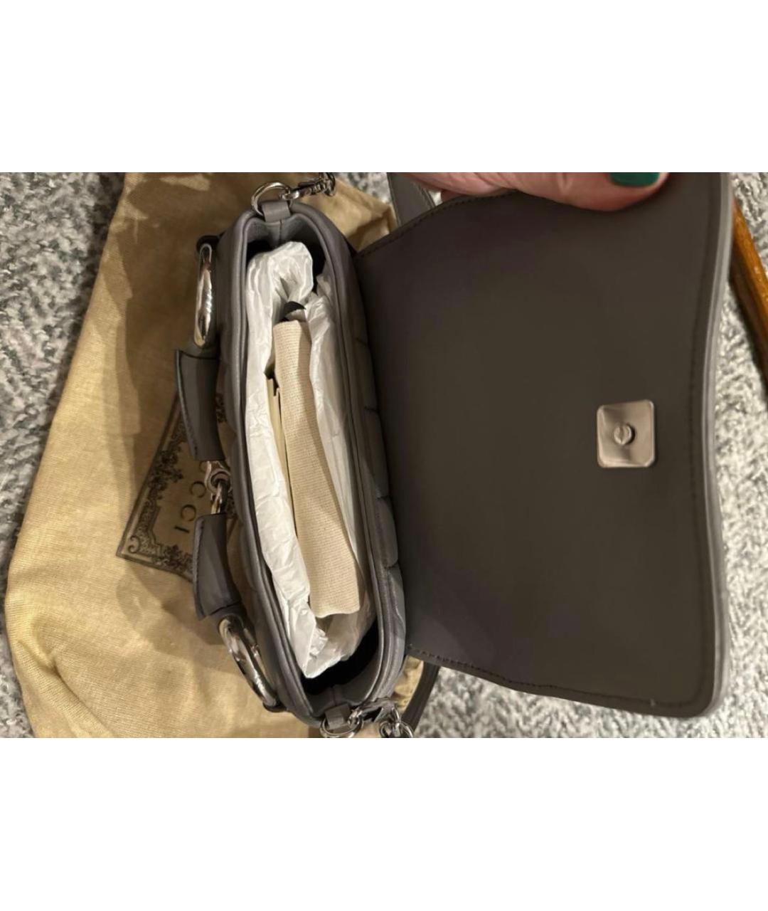 GUCCI Серая кожаная сумка через плечо, фото 7